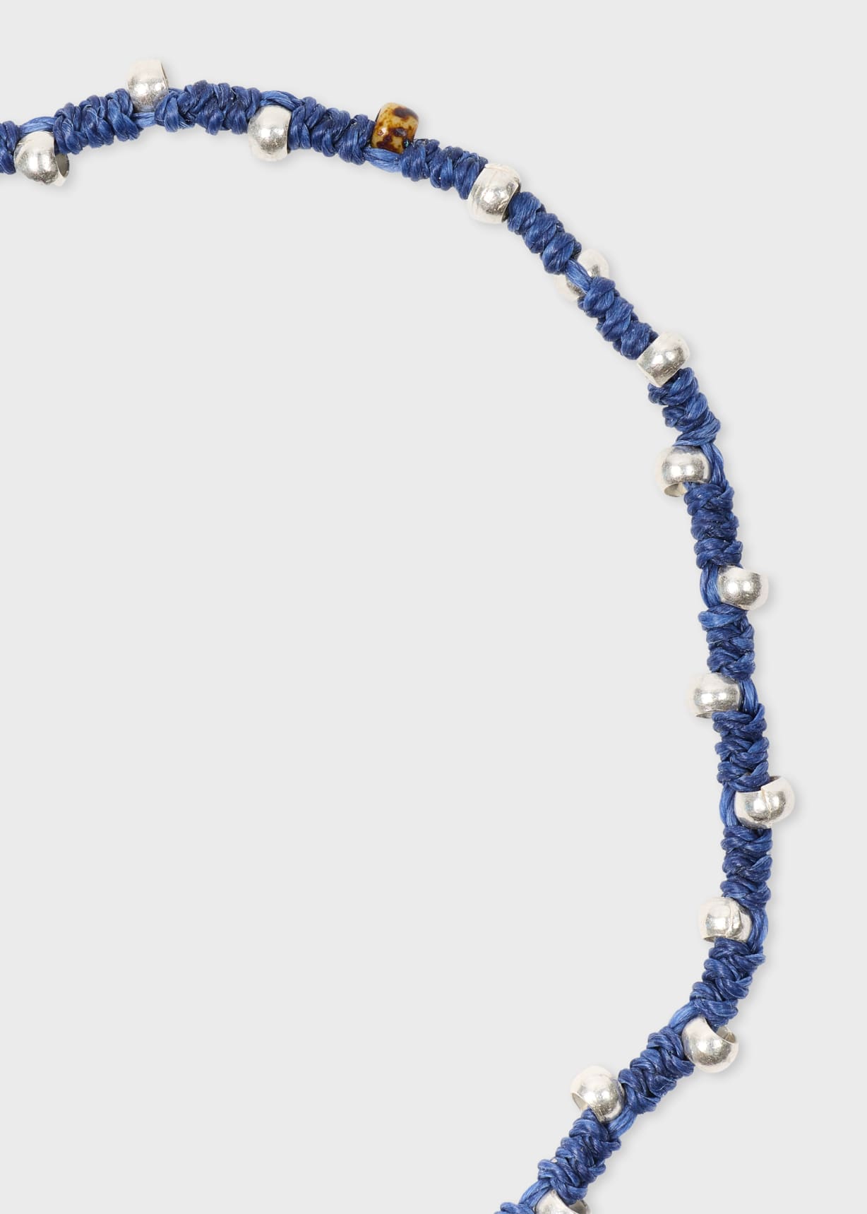 Blue Cord Silver Bead Bracelet