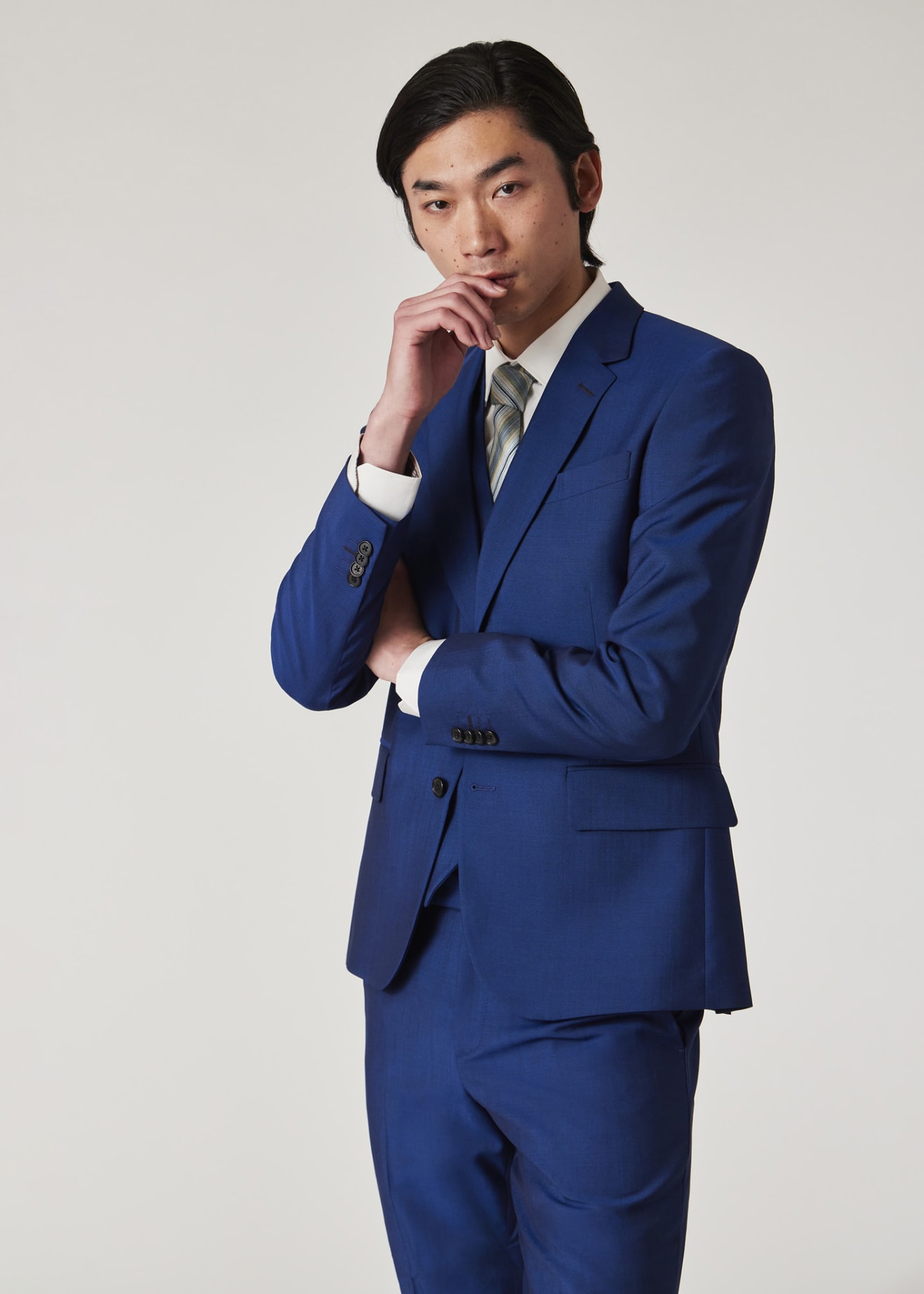 The Soho - Men's Tailored-Fit Indigo Wool-Mohair Three-Piece