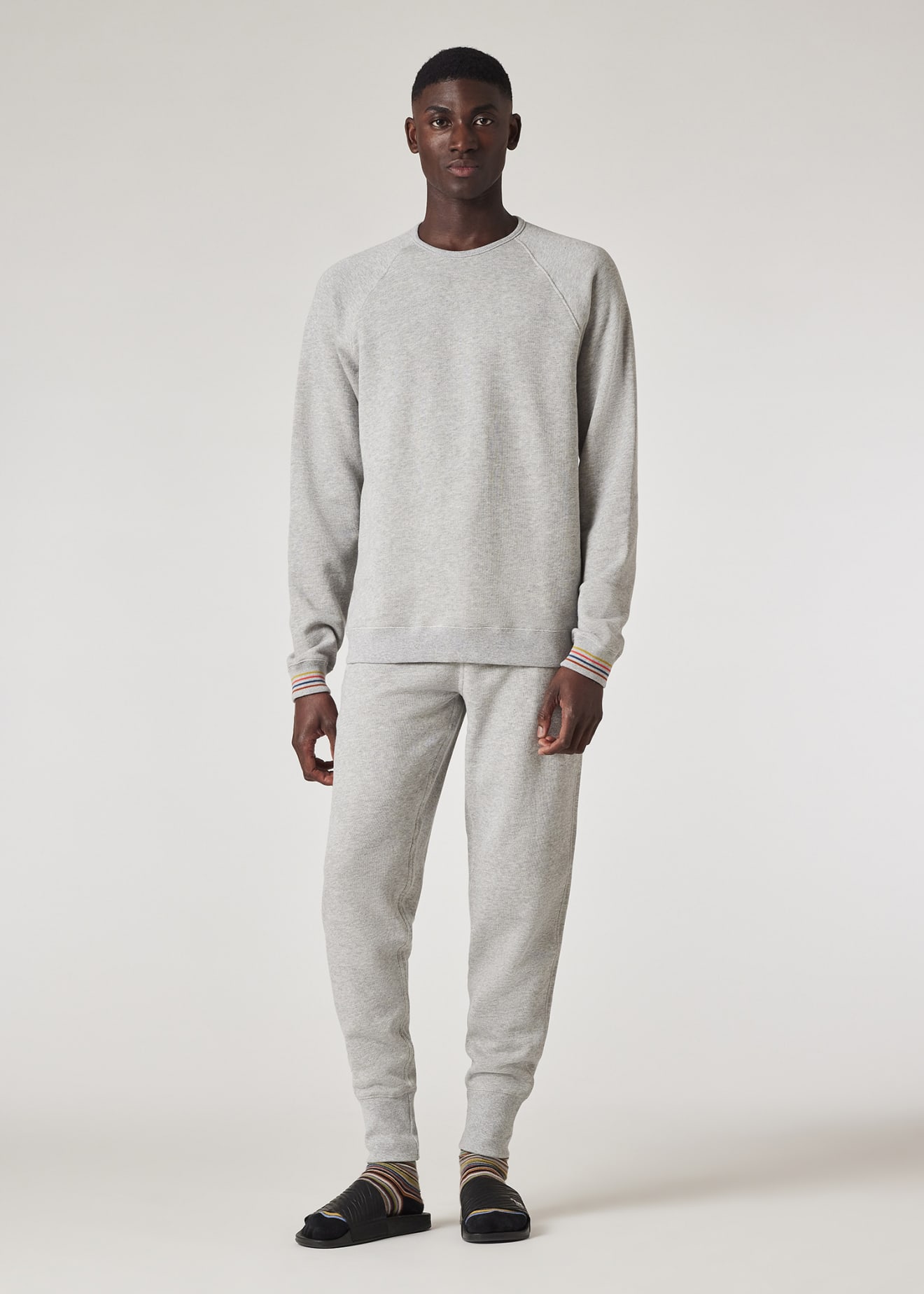 Grey Cotton Artist Stripe Lounge Pants