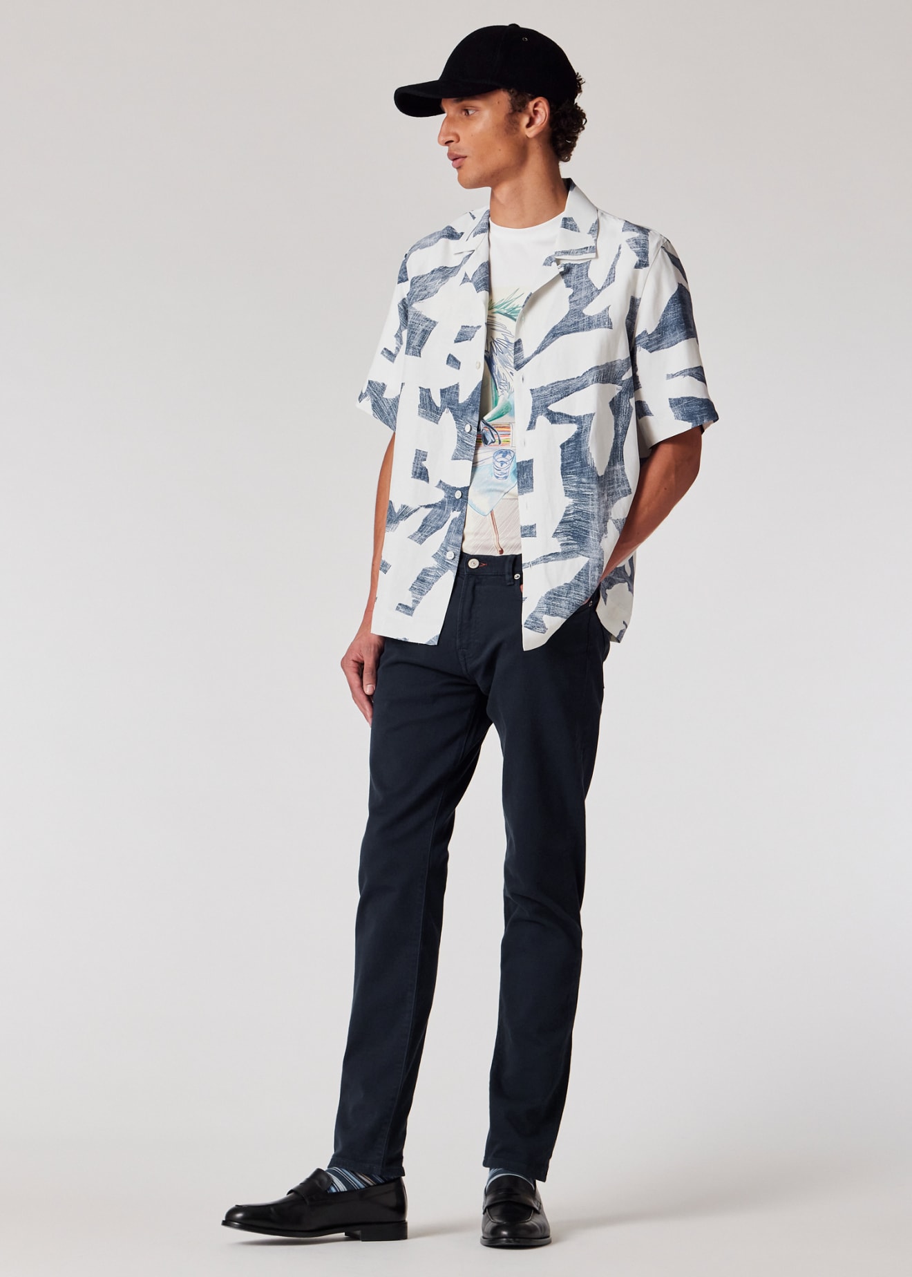 Laneus Men's Printed Viscose Shirt Black