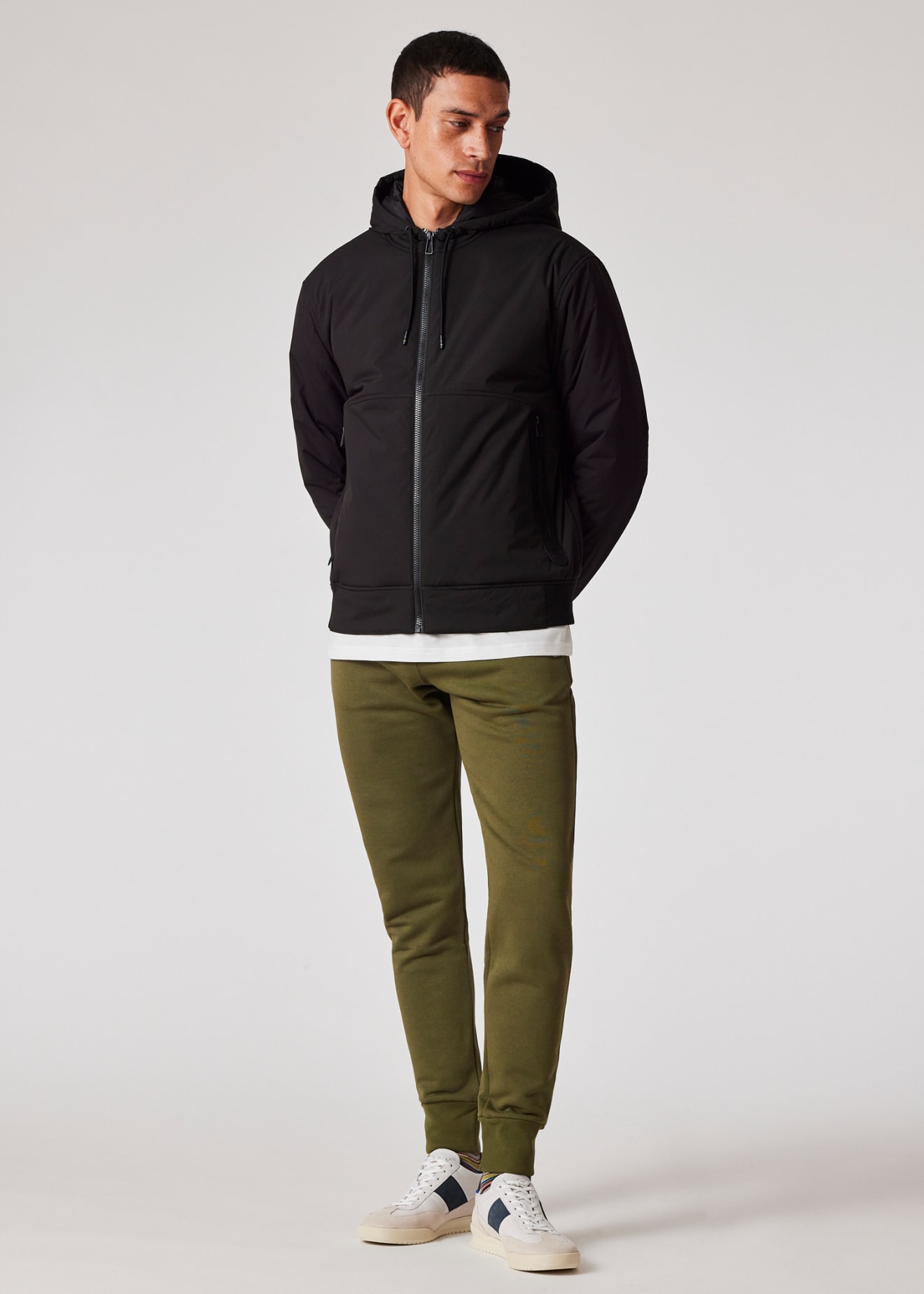 Men s Black Mixed Media Hooded Jacket