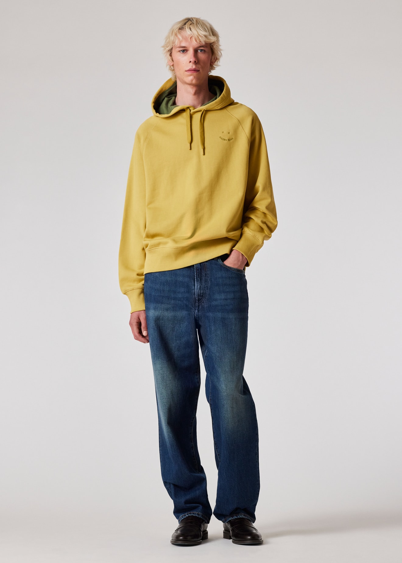 Model View - Yellow 'Happy' Hoodie Paul Smith