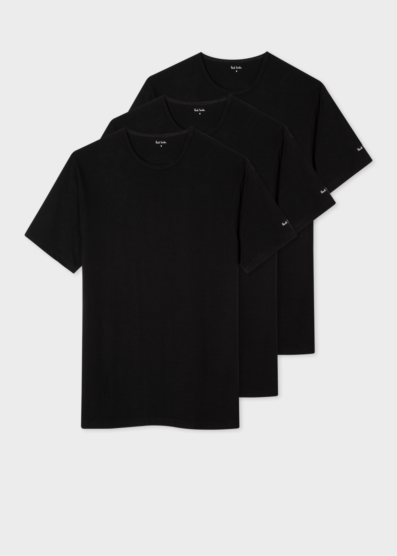 【関税&送料込】Paul Smith T-Shirt With 3 4 Sleeves Black Cotton T-Shirts Three Pack