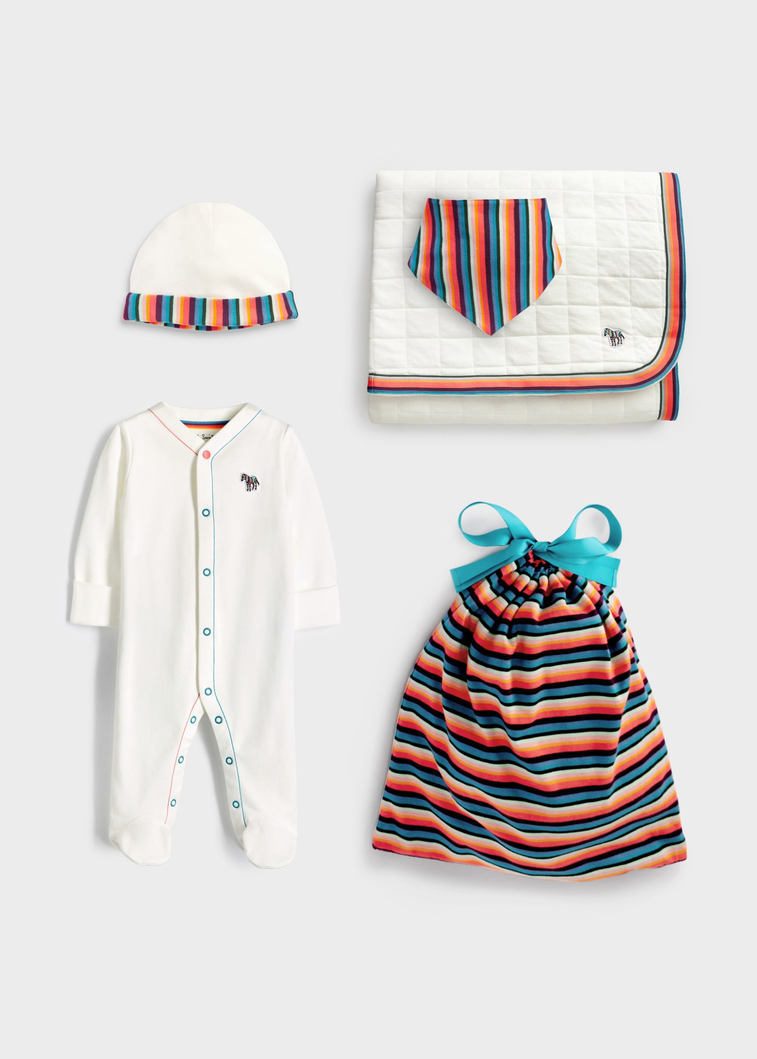 Babies White 'Artist Stripe' Four-Piece Set