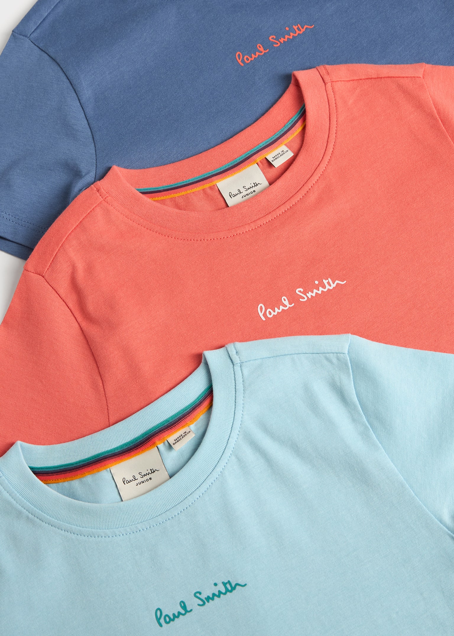 2-13 Years Navy, Coral & Blue Signature T-Shirts Set 3 Pack