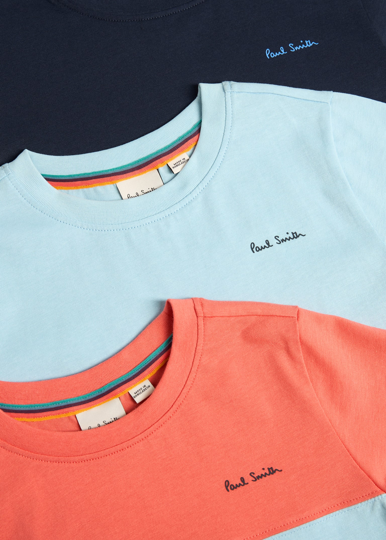 【関税&送料込】Paul Smith T-Shirt With 3 4 Sleeves 2-13 Years Navy, Colourblock & Mint Signature T-Shirts Set 3
