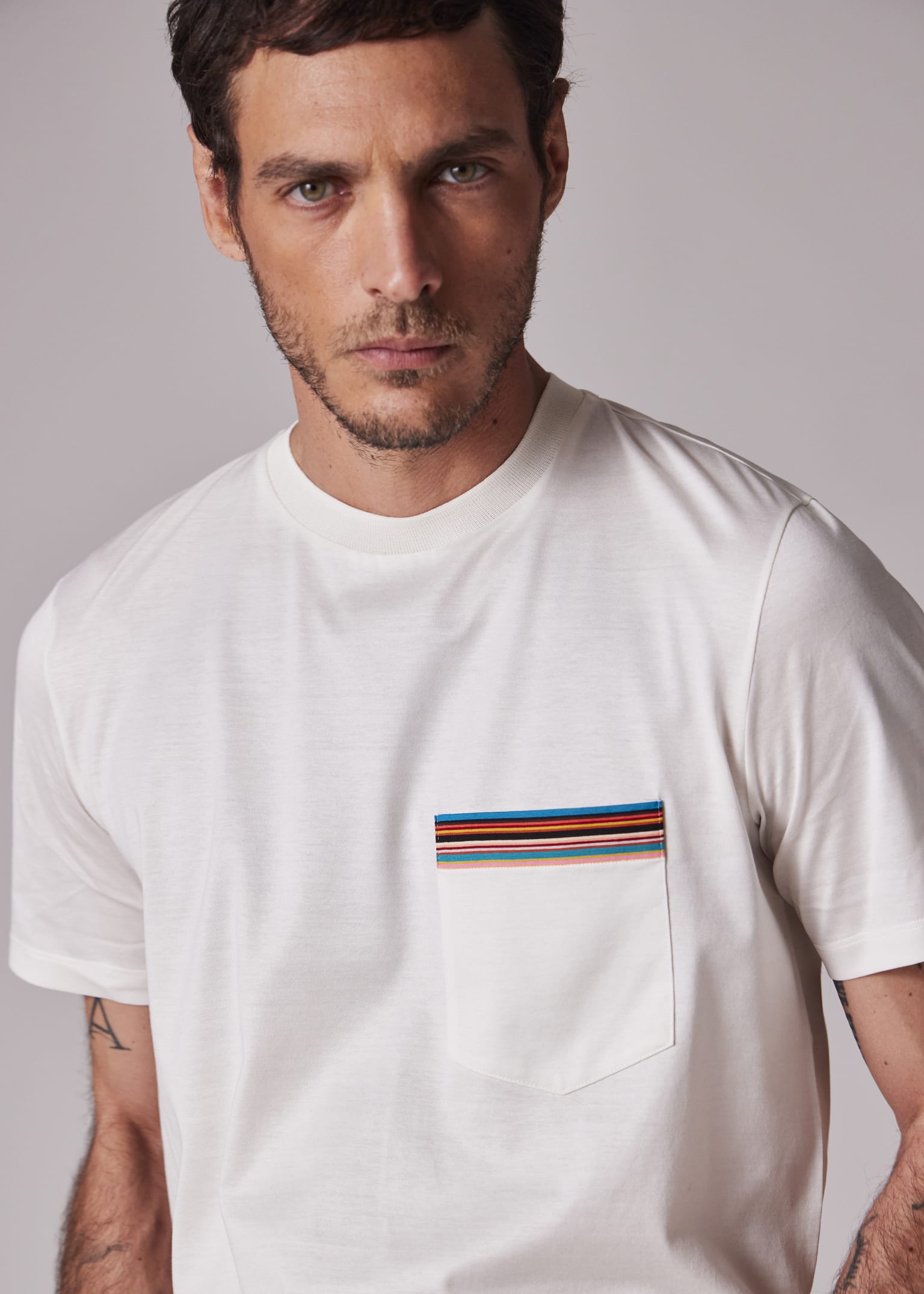 Tシャツ・カットソー Paul Smith Stripes Logo Pocket T-Shirt Black Cotton Zebra Logo T-Shirt