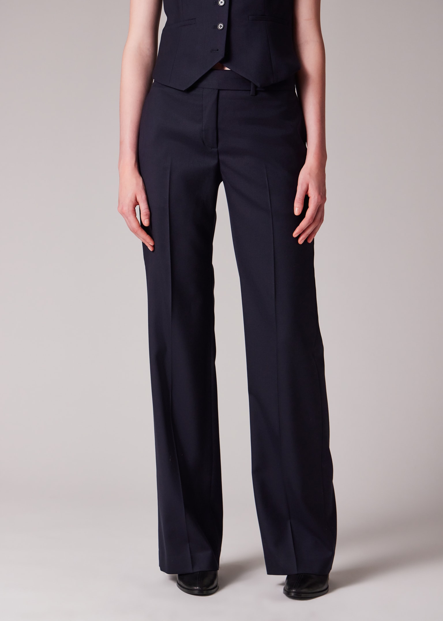 Women's 'A Suit To Travel In' - Navy Wool Bootcut Trousers