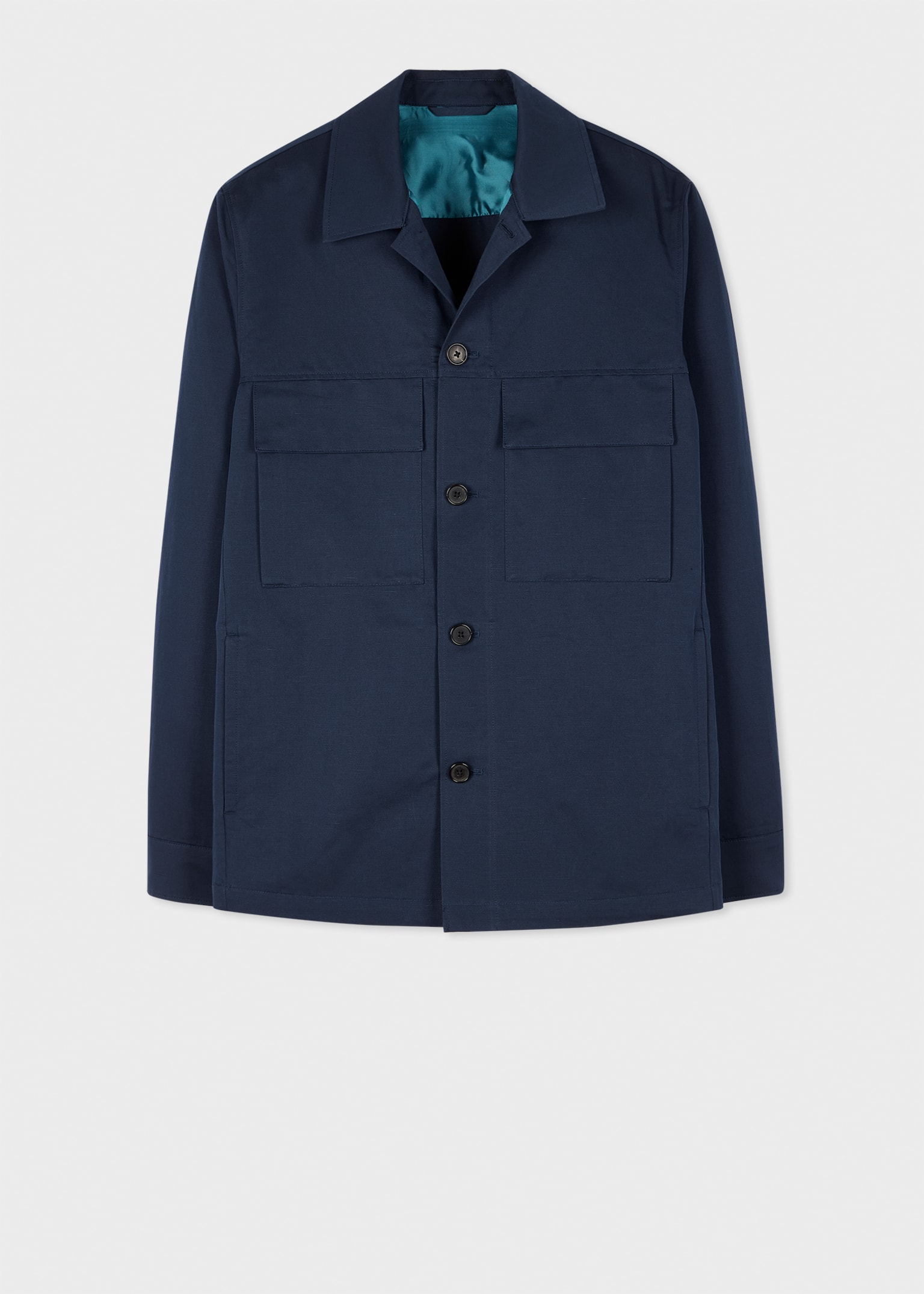 Men's Navy Cotton-Linen Shirt Jacket