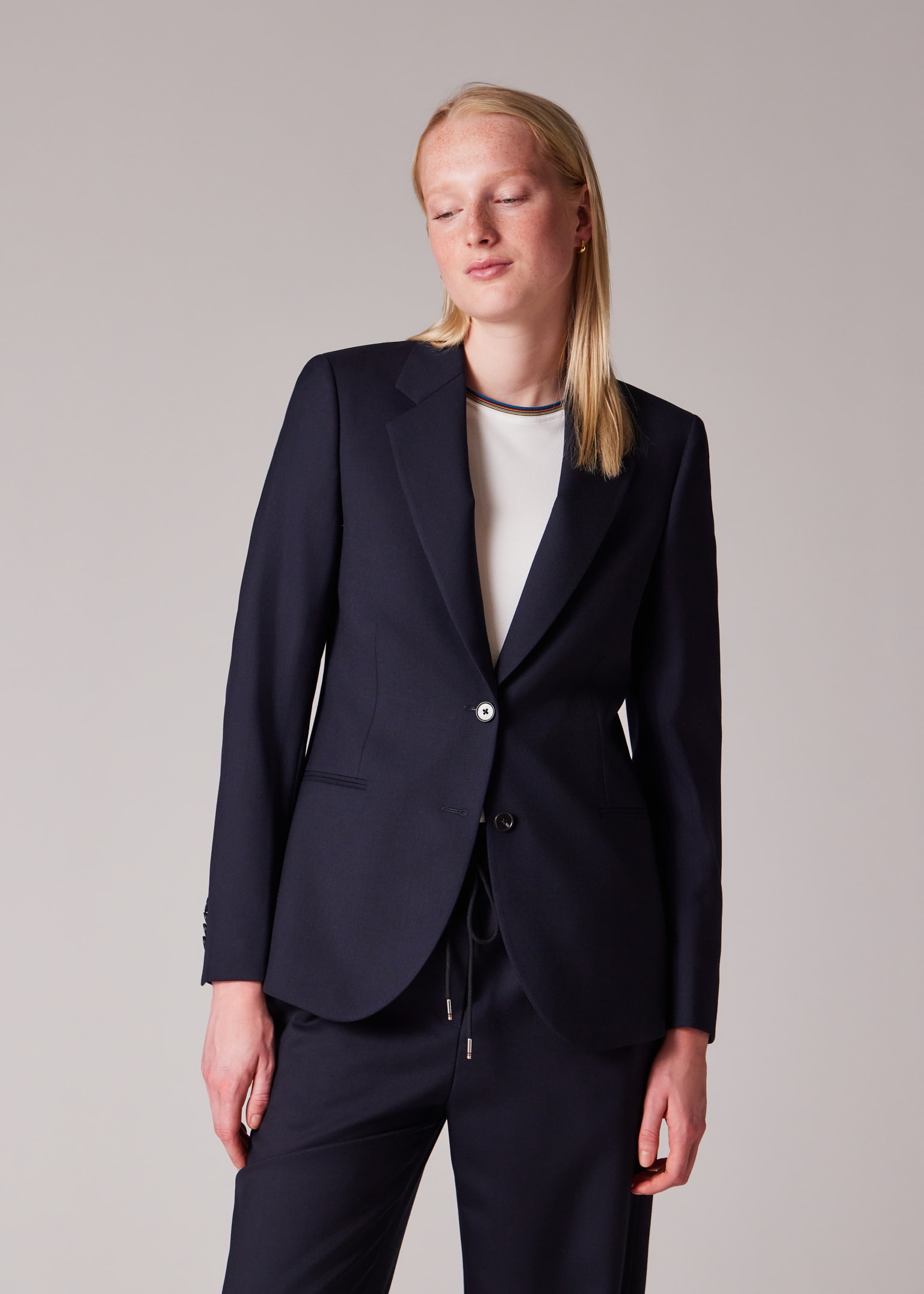 A Suit To Travel In - Women's Navy Two-Button Wool Blazer