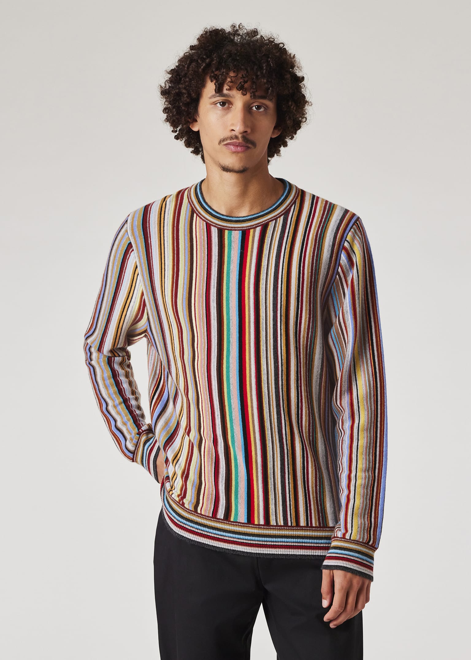 【関税&送料込】Paul Smith Signature Stripe Sweatshirt Men's Dark Navy Cotton Zebra Logo Sweatshirt