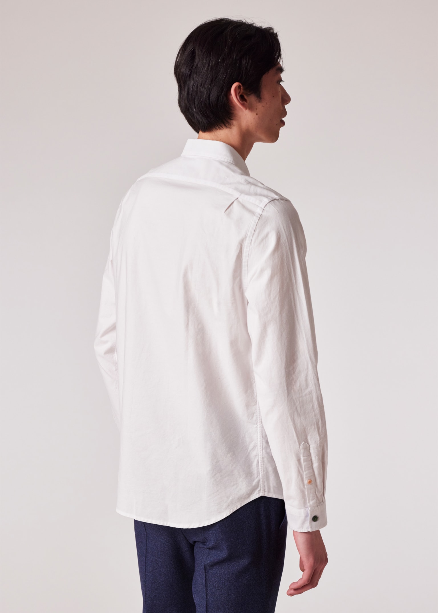Men's Tailored-Fit White Organic-Cotton Multicolour Button