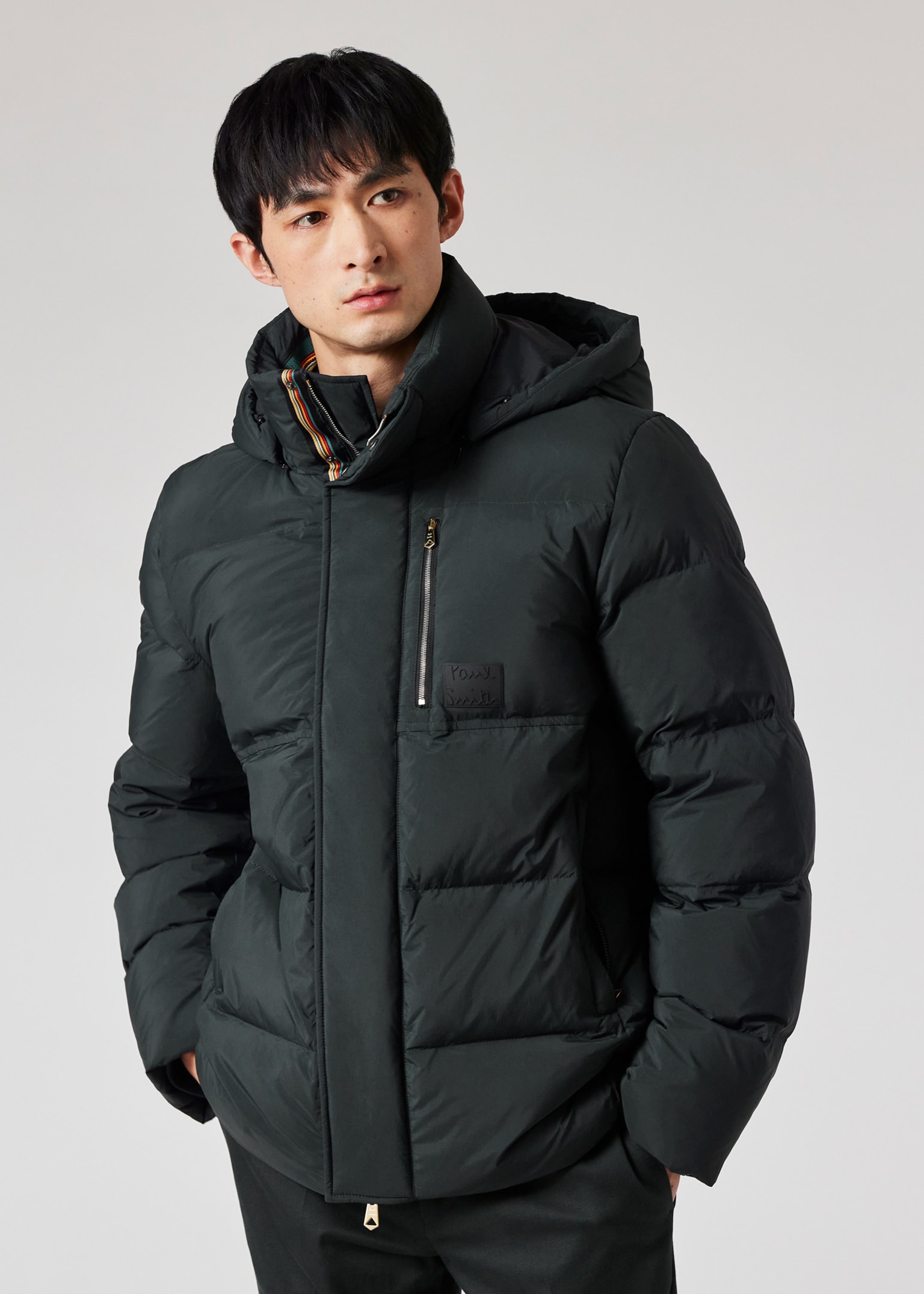 Men's Forest Green Water-Repellent Short Down Coat