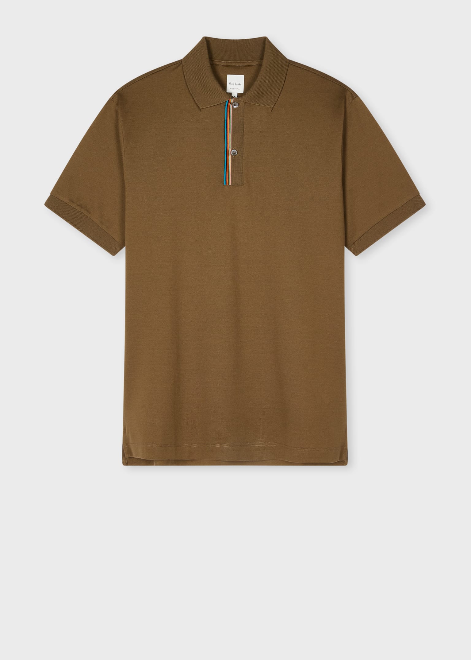 Men's Dark Khaki 'Signature Stripe' Trim Polo Shirt