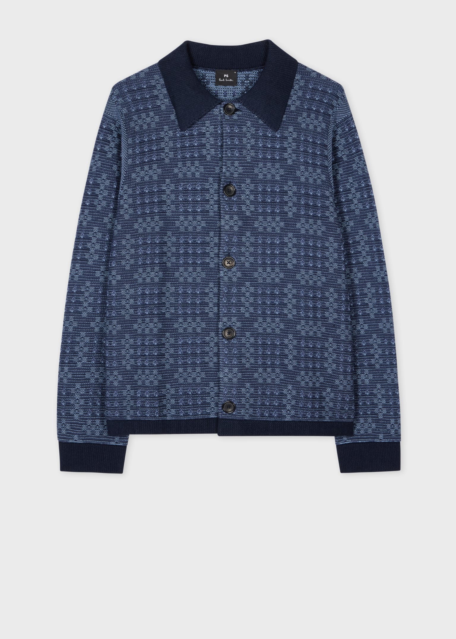 Men's Navy Geo Cotton Cardigan