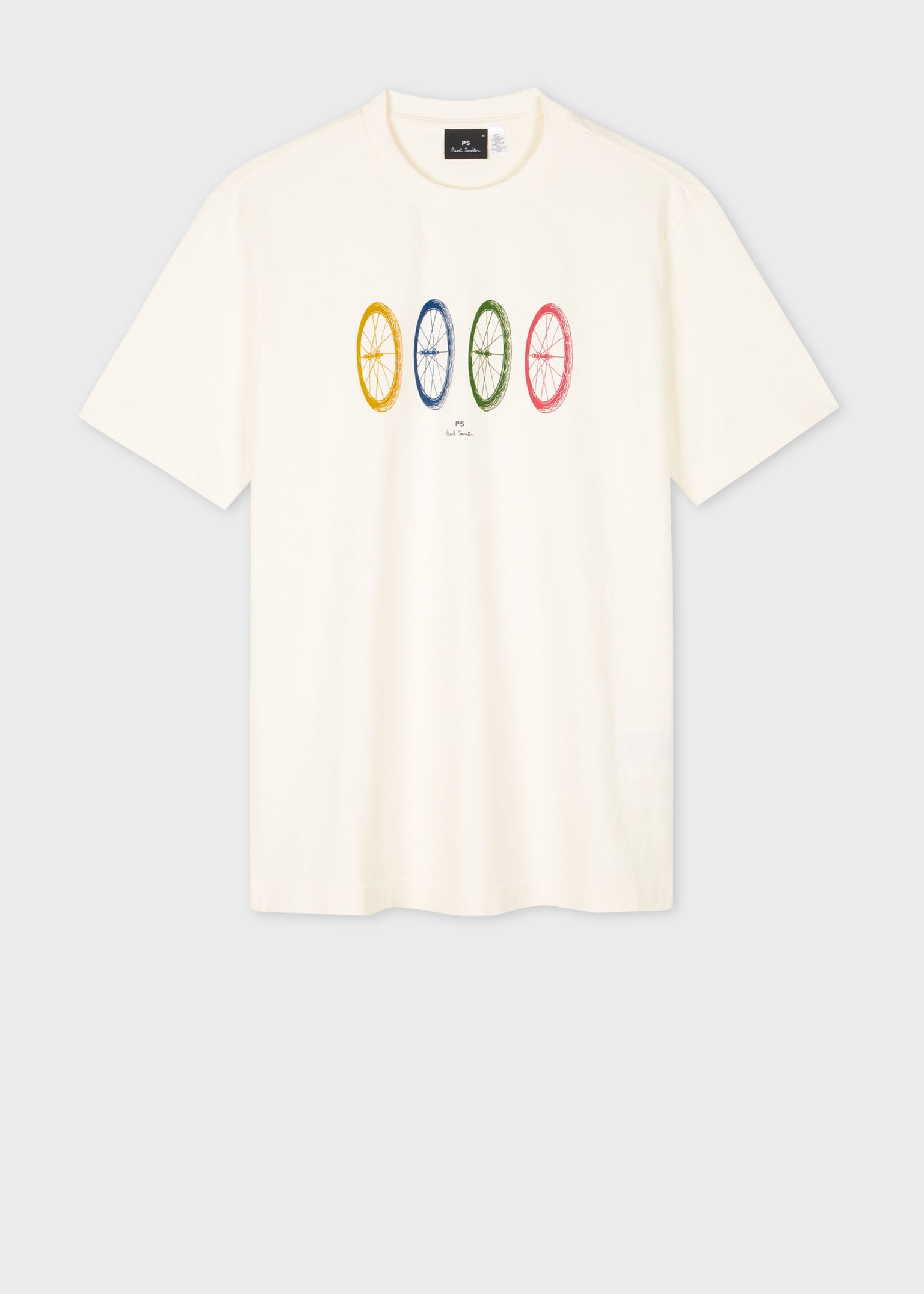 Men's Ecru 'Wheels' Print T-Shirt