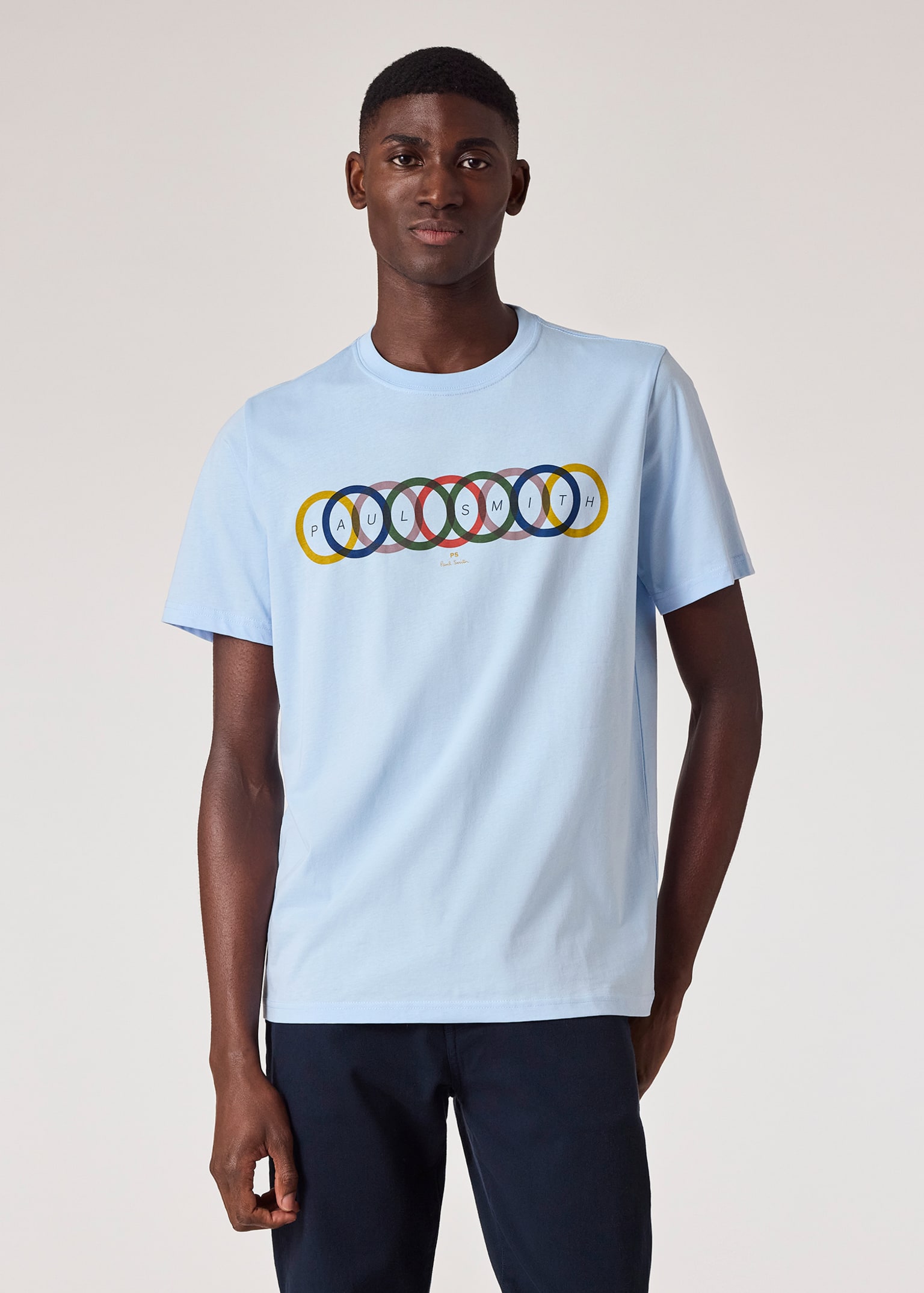 Men's Sky Blue 'Overlapping Circles' Print T-Shirt