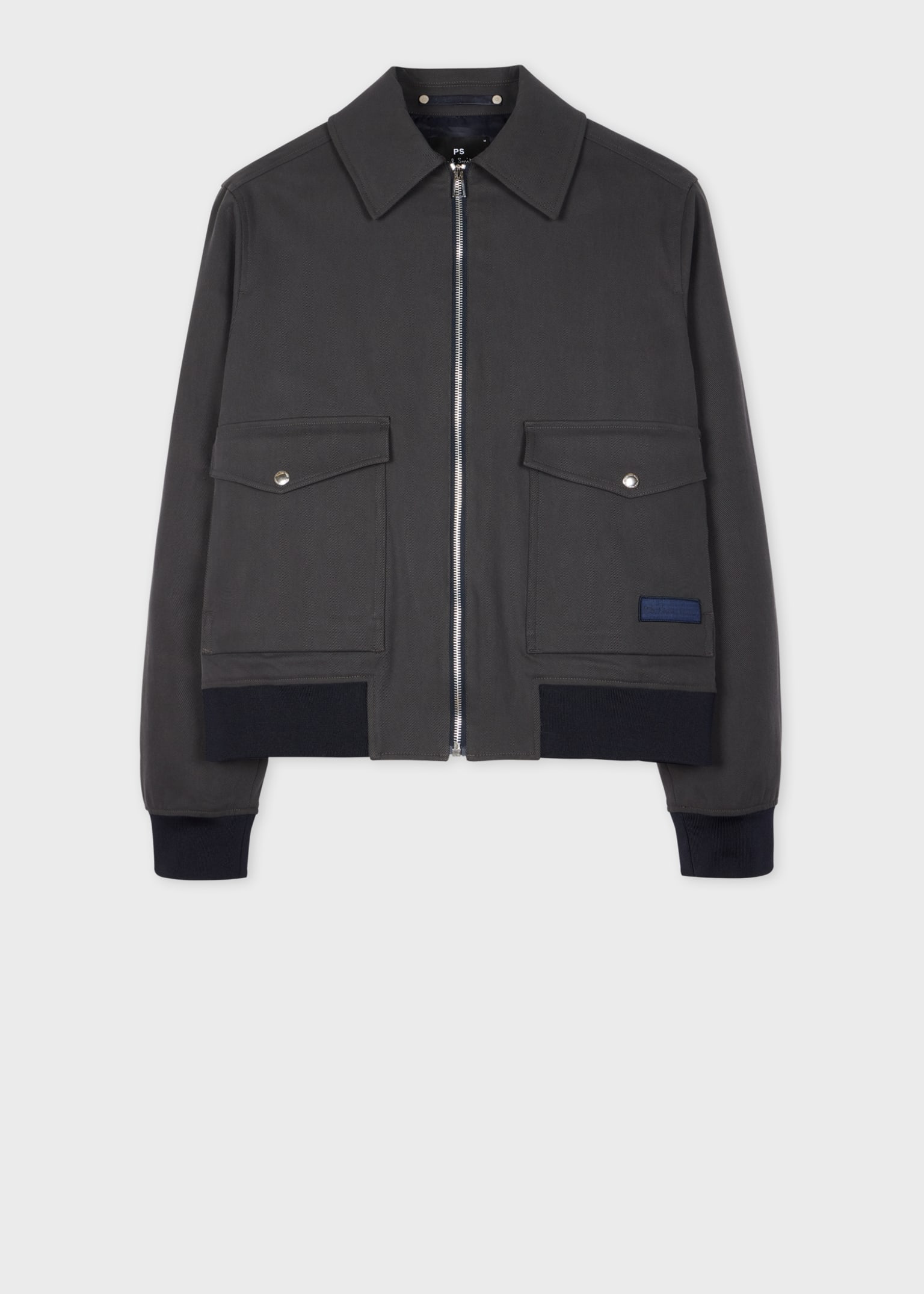 Men's Grey Cotton-Nylon Twill Jacket