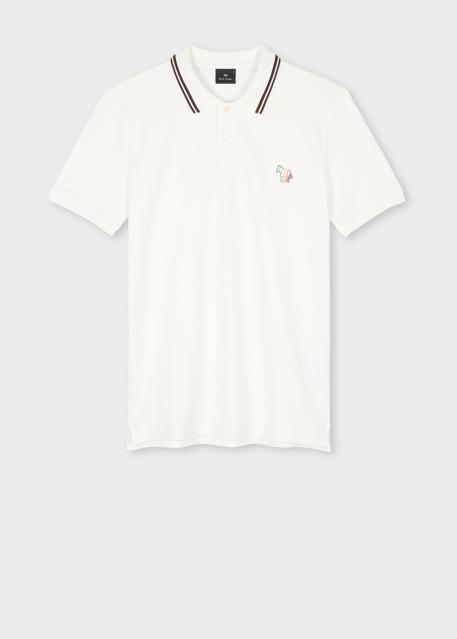 Men's Ecru Stretch-Cotton 'Broad Stripe Zebra' Polo Shirt
