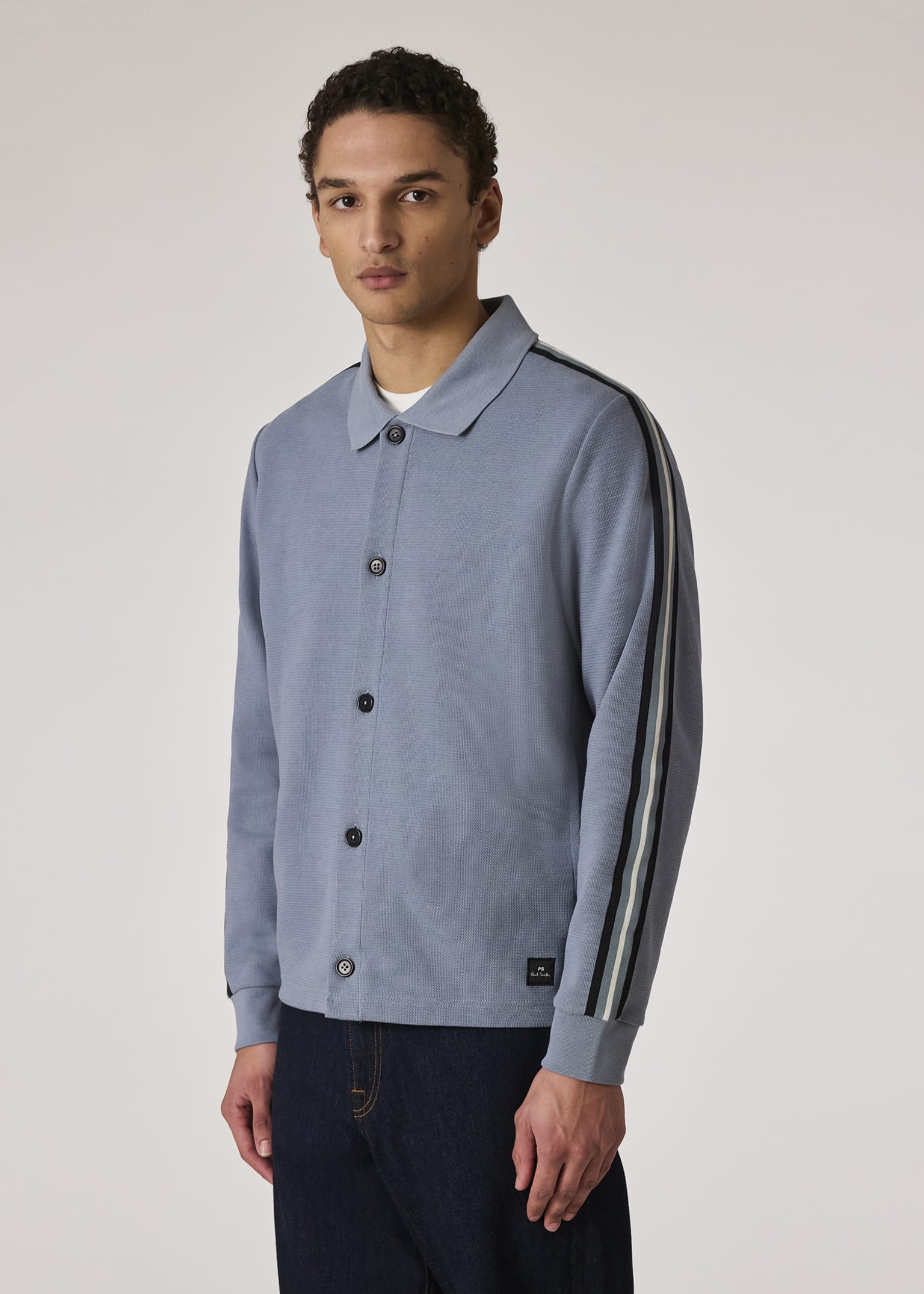 Paul Smith｜ (M2R 204Z PP4816 02) Men's Khaki Organic Cotton Half Zip Zebra Logo Sweater