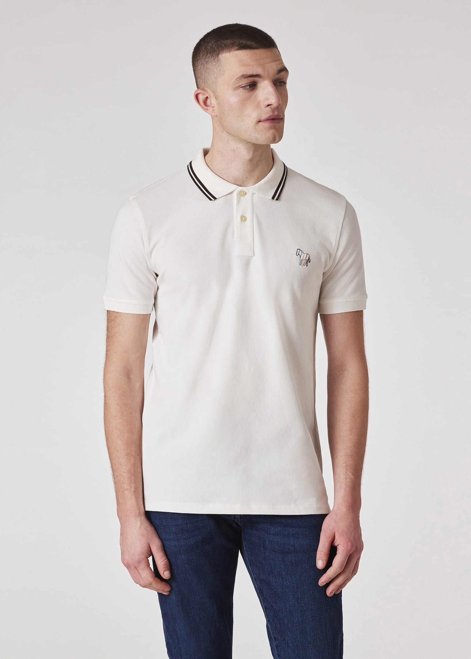 Tシャツ・カットソー Paul Smith SS25 POLO IN COTONE (M1R 698PP L00086 01) Men's White Cotton-Piqué Zebra Logo Polo Shirt