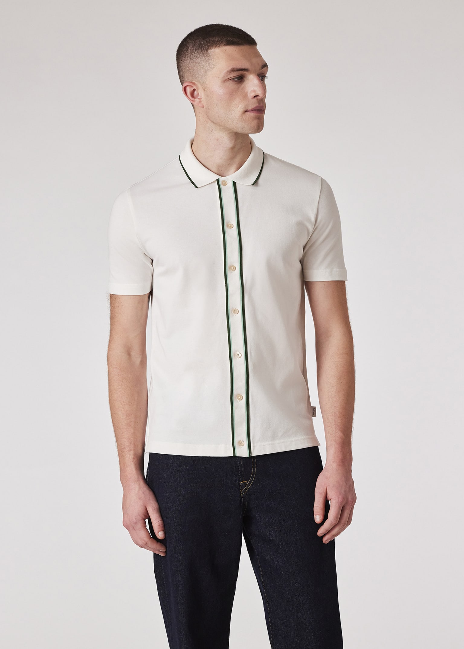 Tシャツ・カットソー Paul Smith COTTON POLO SHIRT WITH ZIPPER Ecru Button-Front Stretch-Cotton Polo Shirt