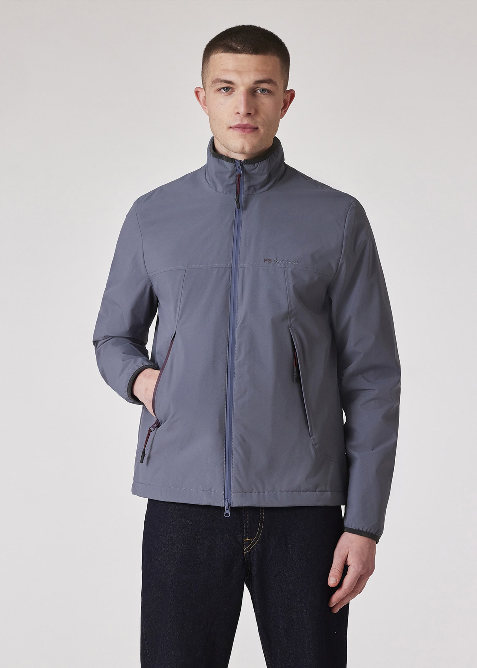 Men's Steel Grey Recycled-Polyester Windbreaker Jacket