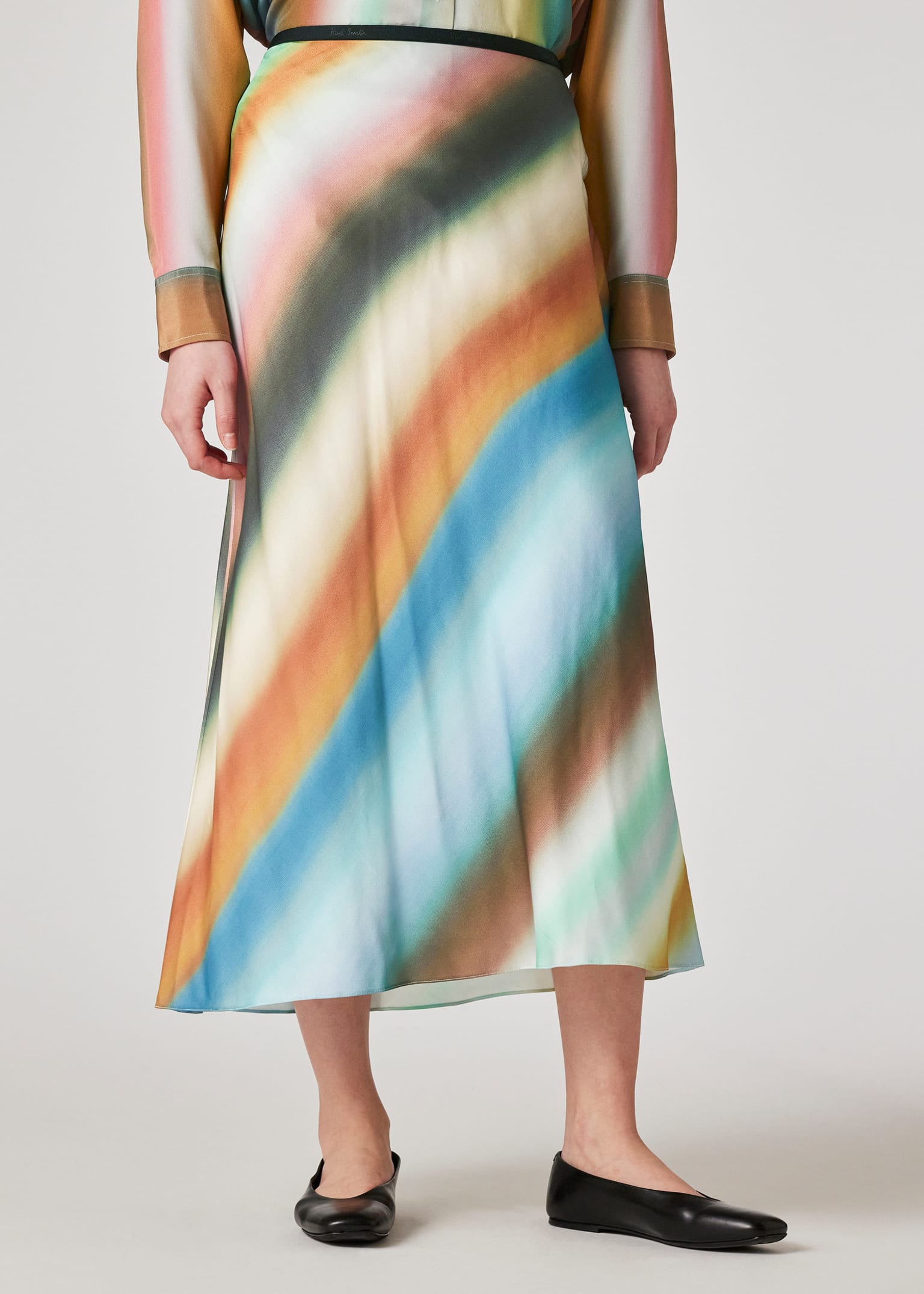 スカート PAUL SMITH Woman Skirt Multicolor W1R283SP11102 24 Women's Orange 'Floral Paint' Midi Skirt