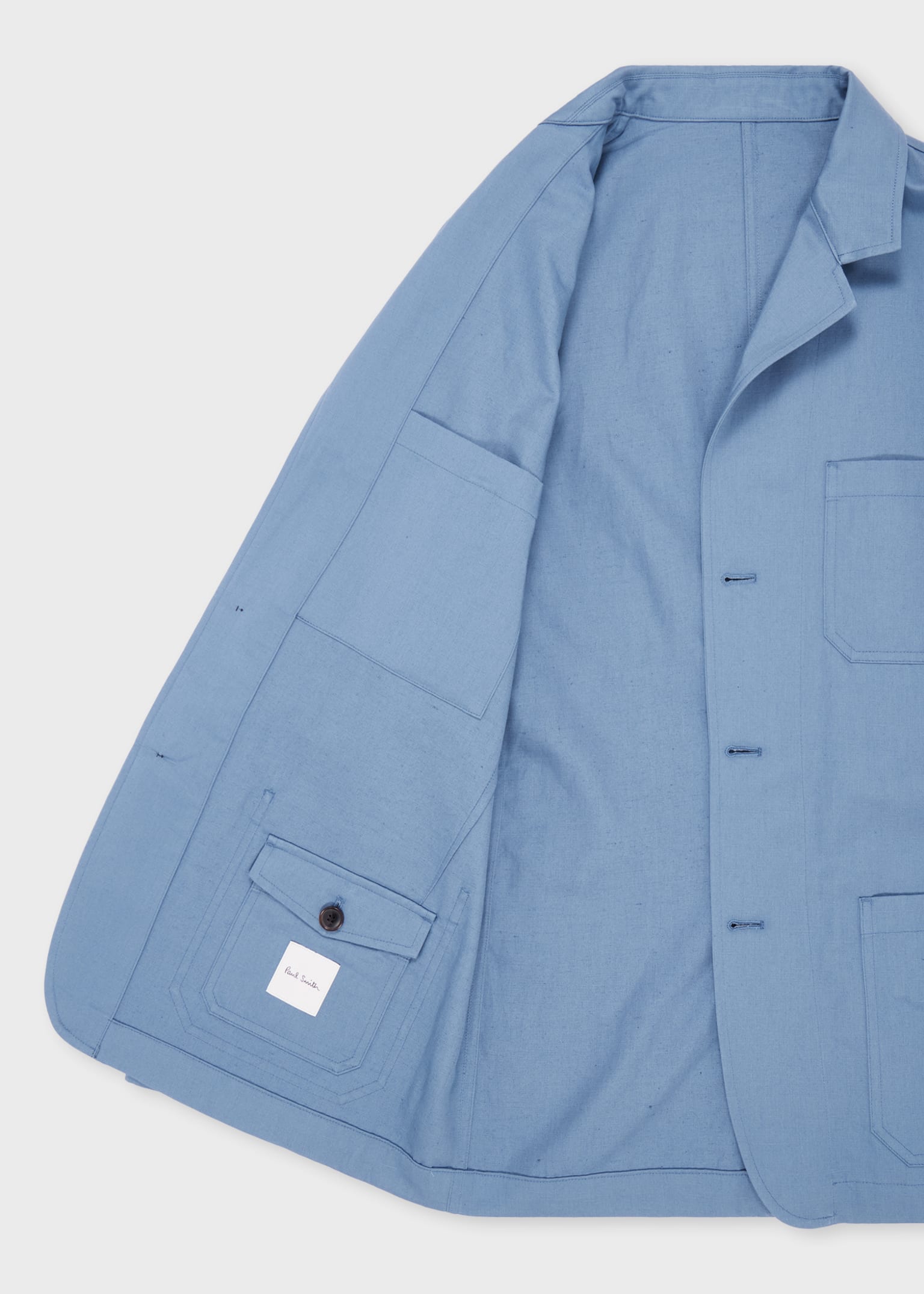 Men's Light Blue Cotton-Linen Twill Work Jacket