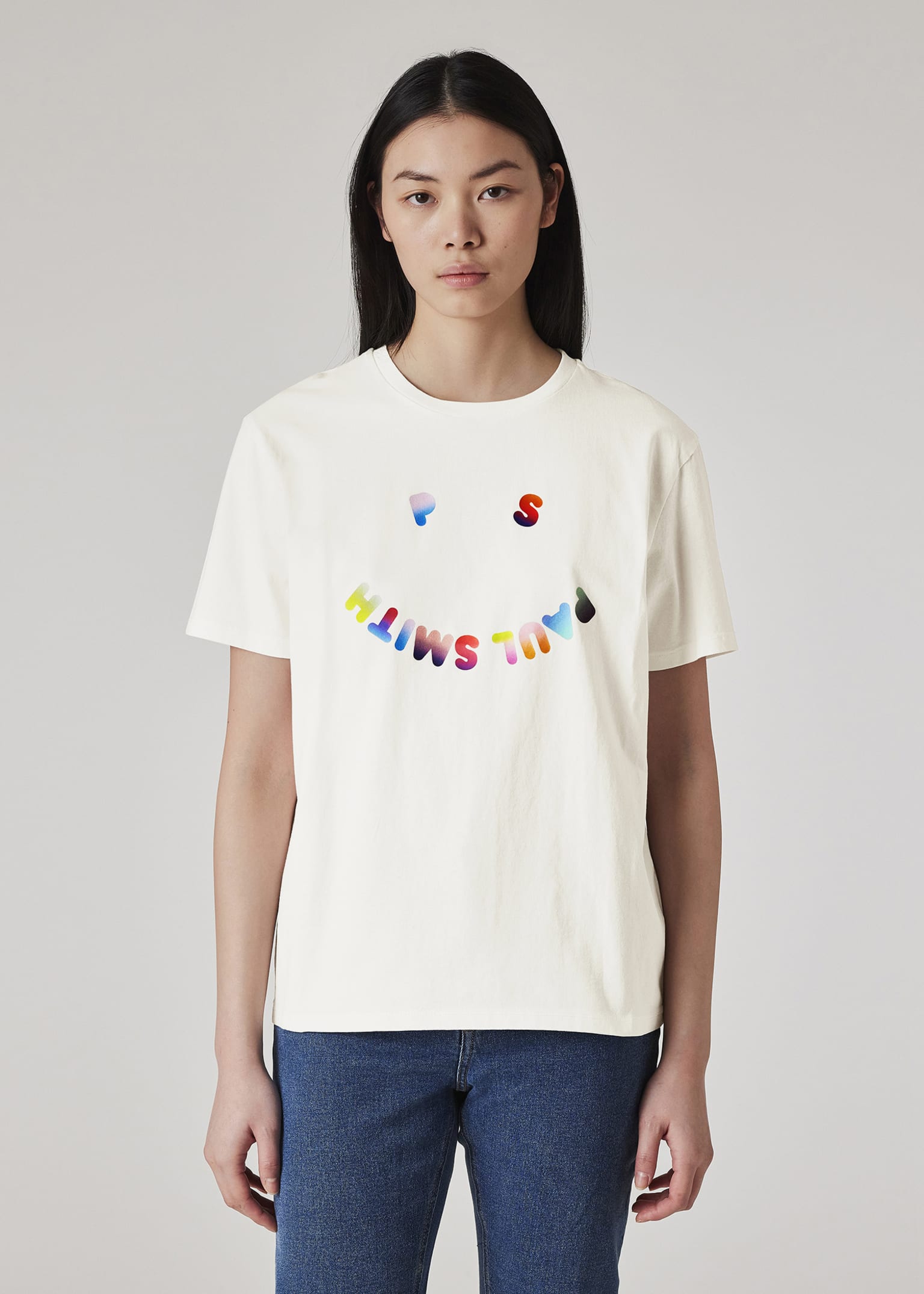 Women's Ecru PS 'Happy' Gradient T-Shirt
