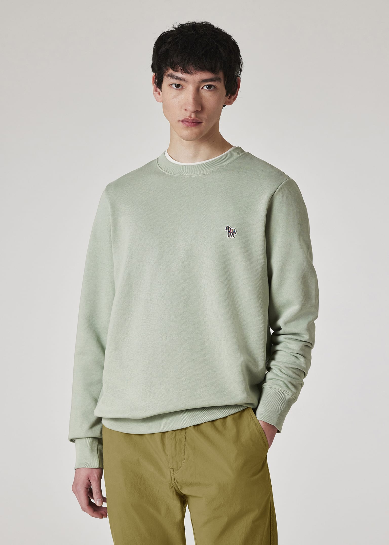 【関税込み】PS by Paul Smith カーキ Zebra スウェットシャツ Men's Forest Green Zebra Logo Organic Cotton Sweatshirt