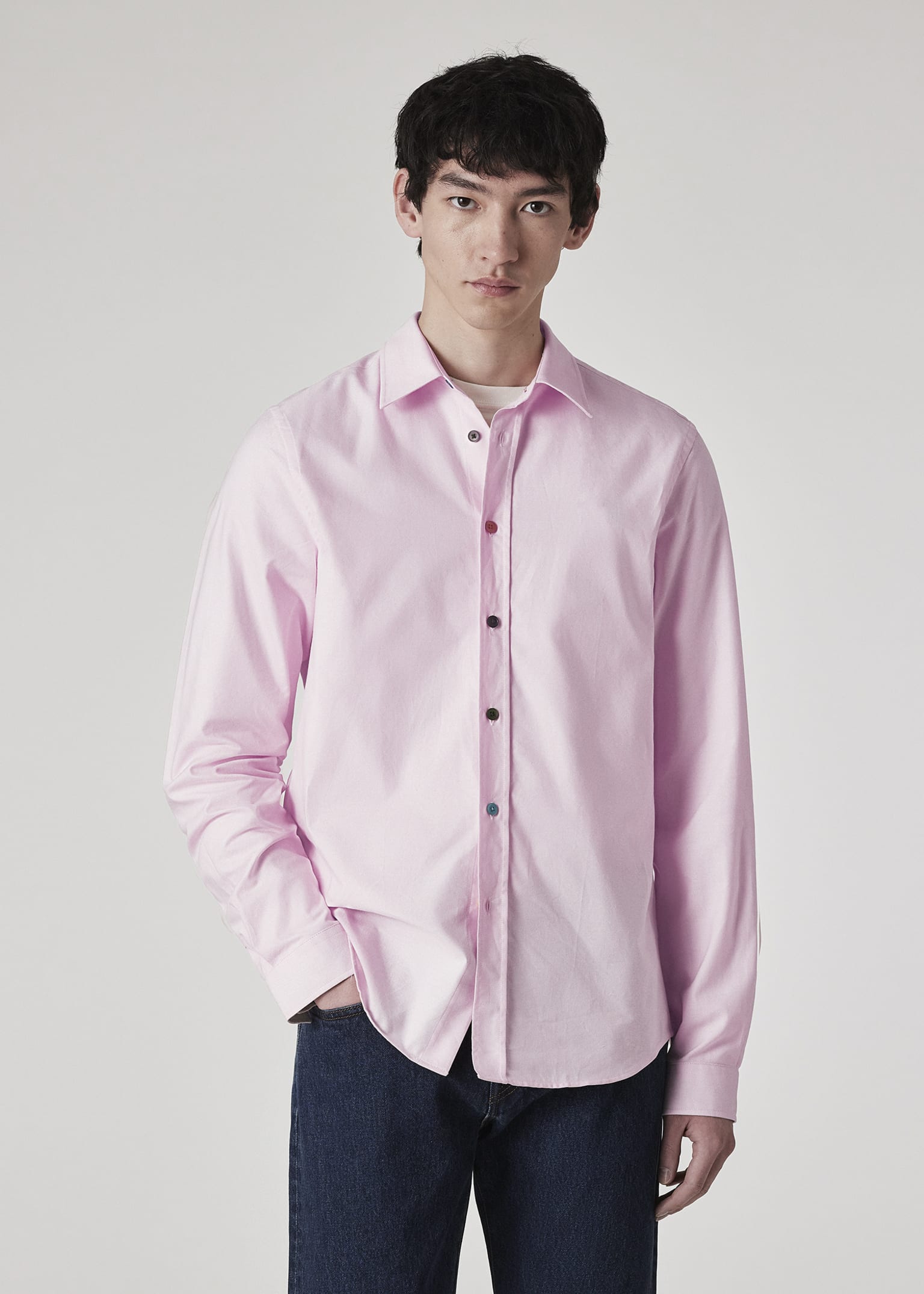 海外最新 Pink Light Tailored-Fit Men's Cotton 'Sports with Shirt トップス