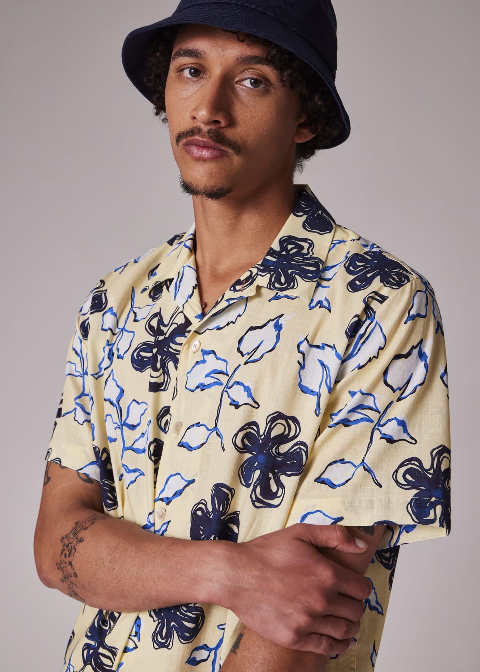 ポール・スミス Men's Pale Yellow 'Yukka' Print Short-Sleeve Shirt