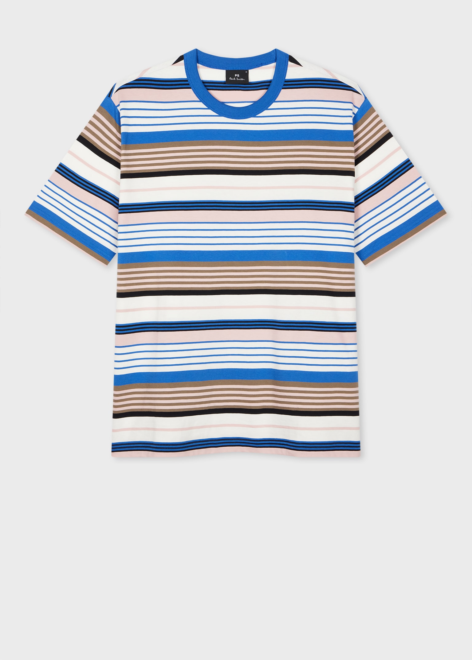 Men's Blue And Pink Stripe T-Shirt