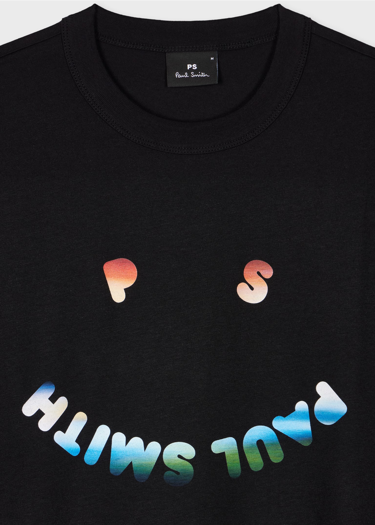 【PS25SS319】PS PAUL SMITH Tシャツ M2R 220X PP5016 Men's Black 'Happy Gradient' Print T-Shirt