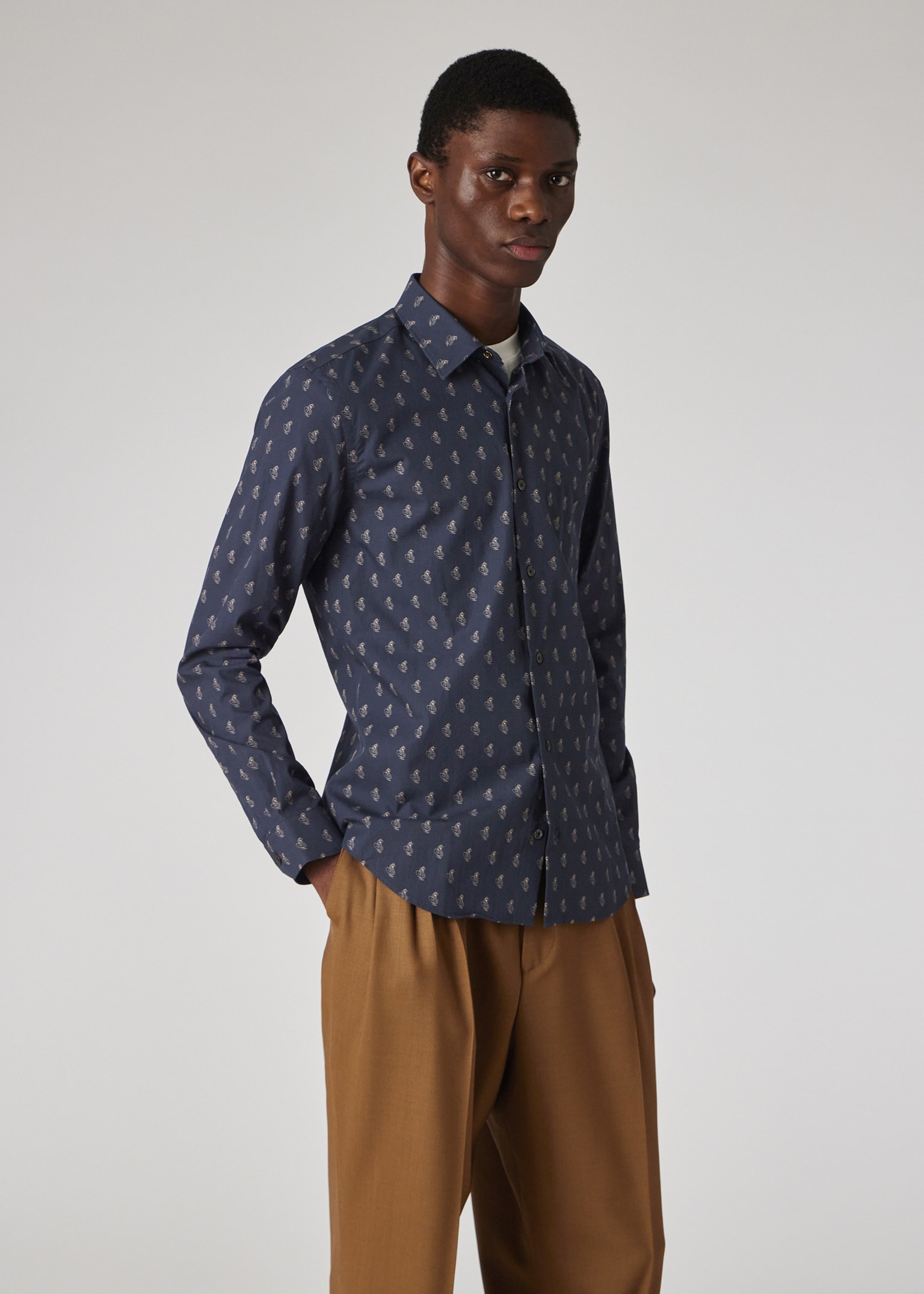 Men's Super Slim-Fit Navy 'Year Of The Snake' Shirt