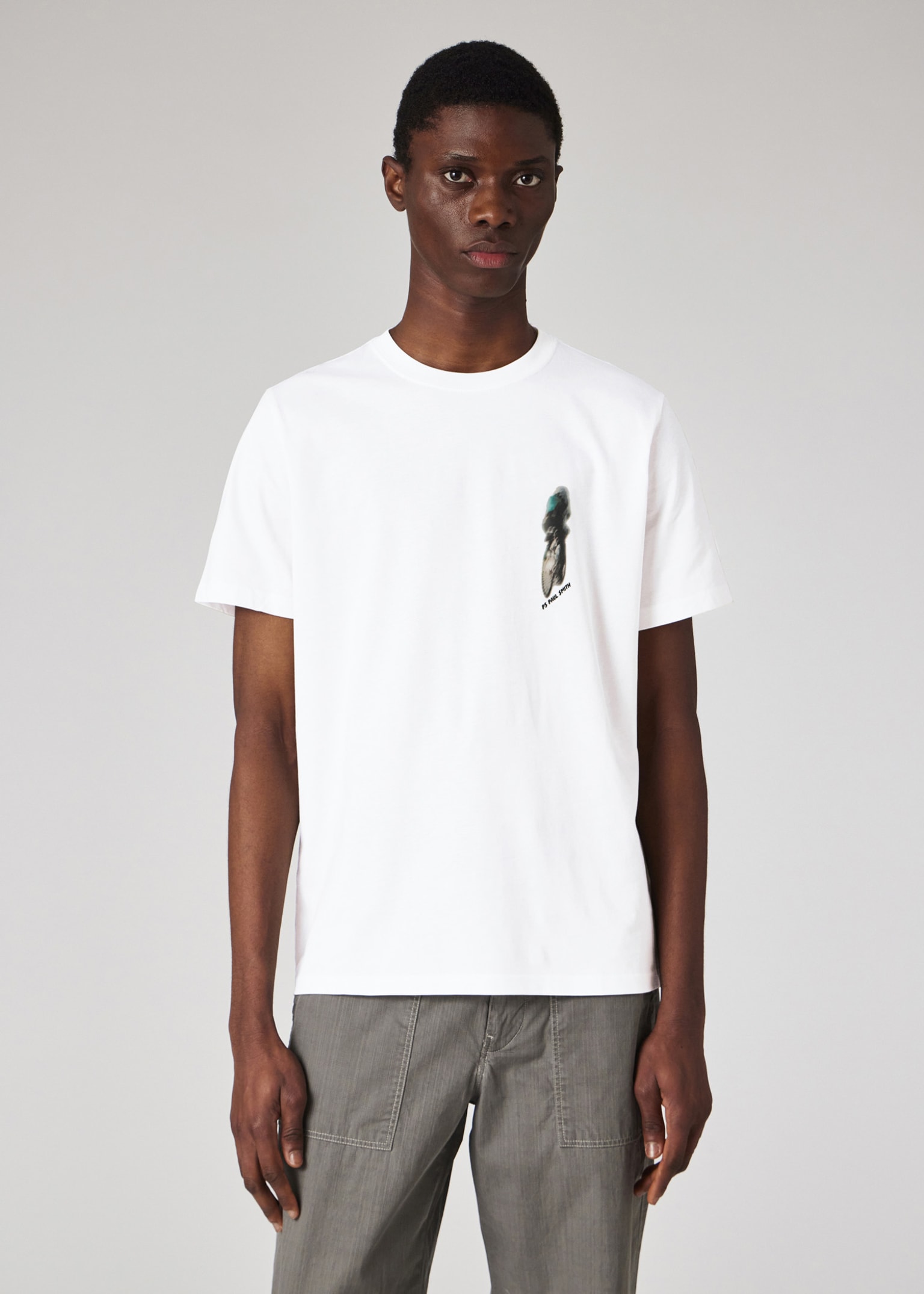Men's White 'Cyclist Silhouette' Print T-Shirt