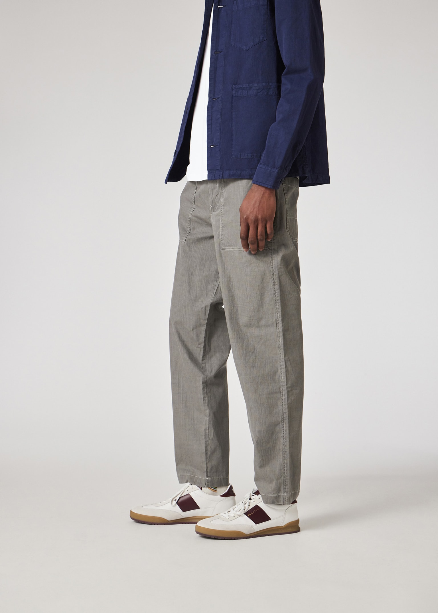 Paul Smith スラックス グレー コットンストレッチ アンクルカット トラウザーズ（ダークブルー
