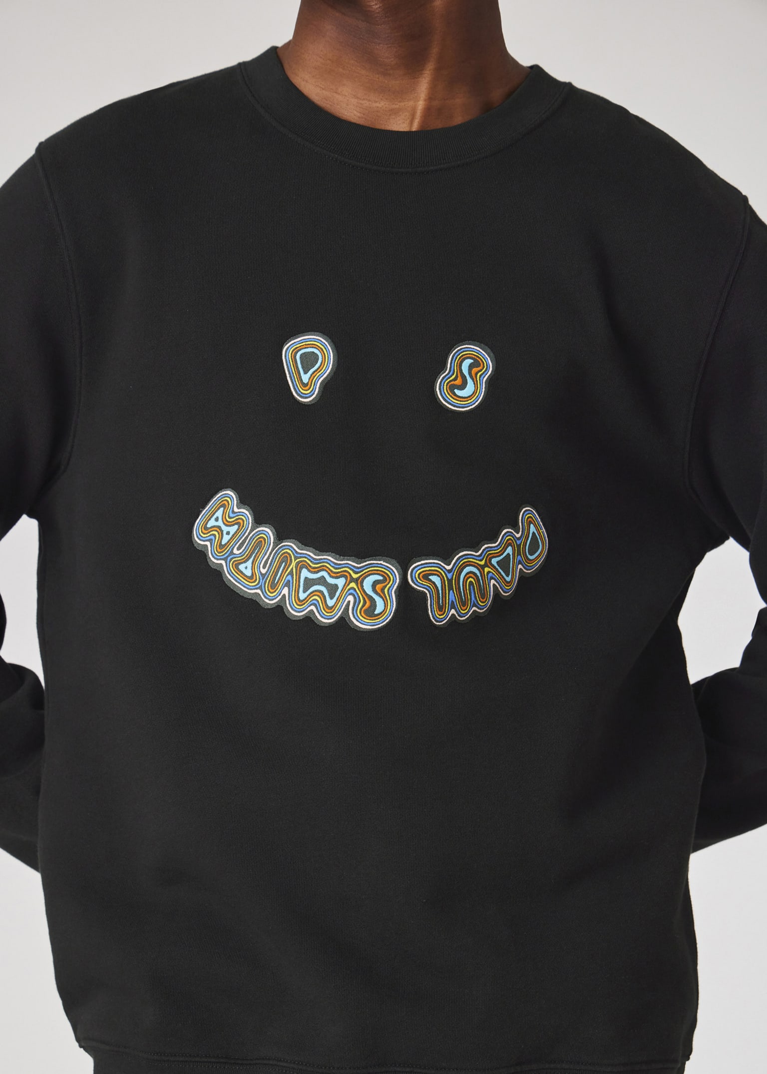 Men's Black 'Happy' Embroidered Sweatshirt