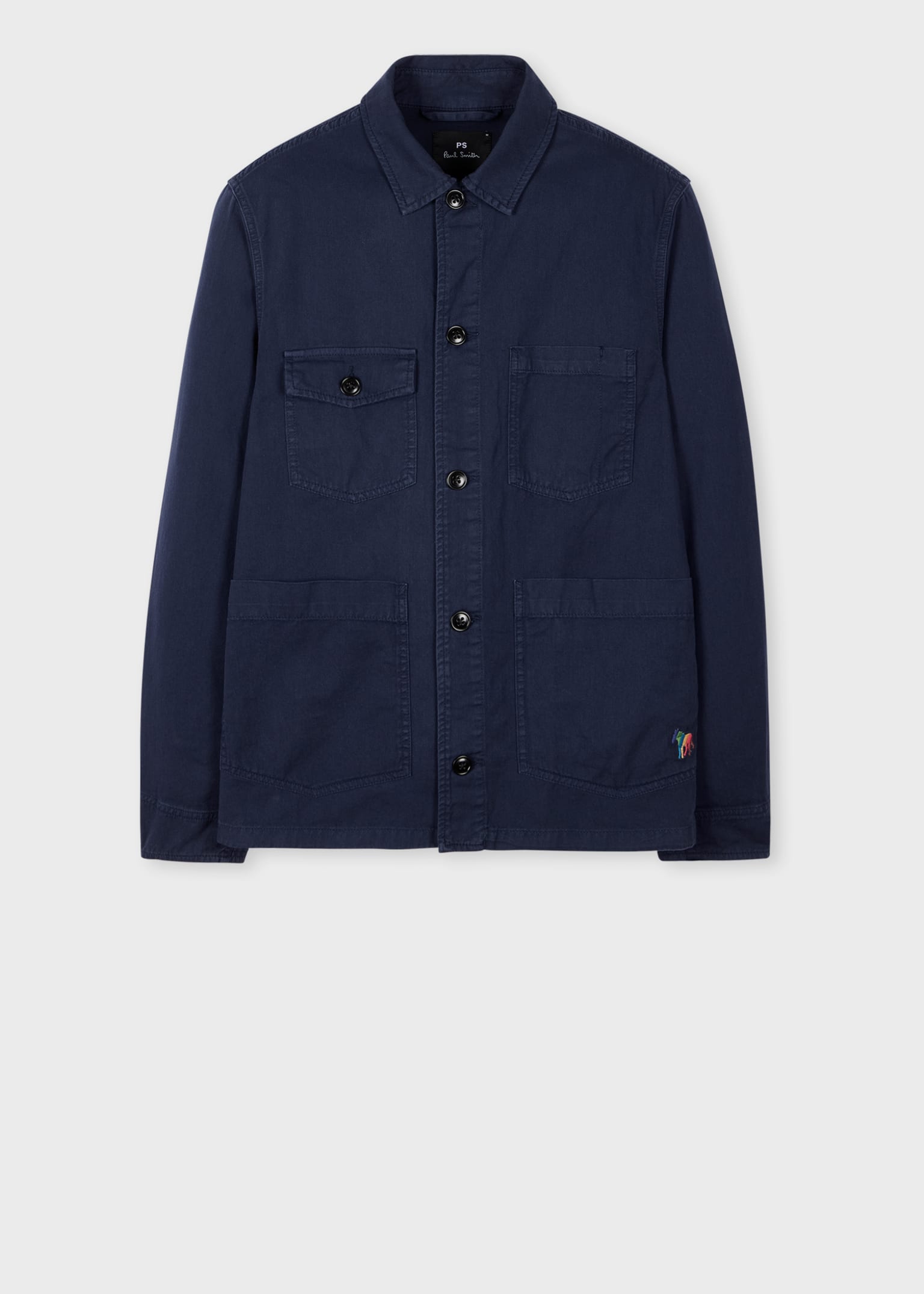 Men's Navy Garment-Dye 'Broad Stripe Zebra' Cotton Work Jacket