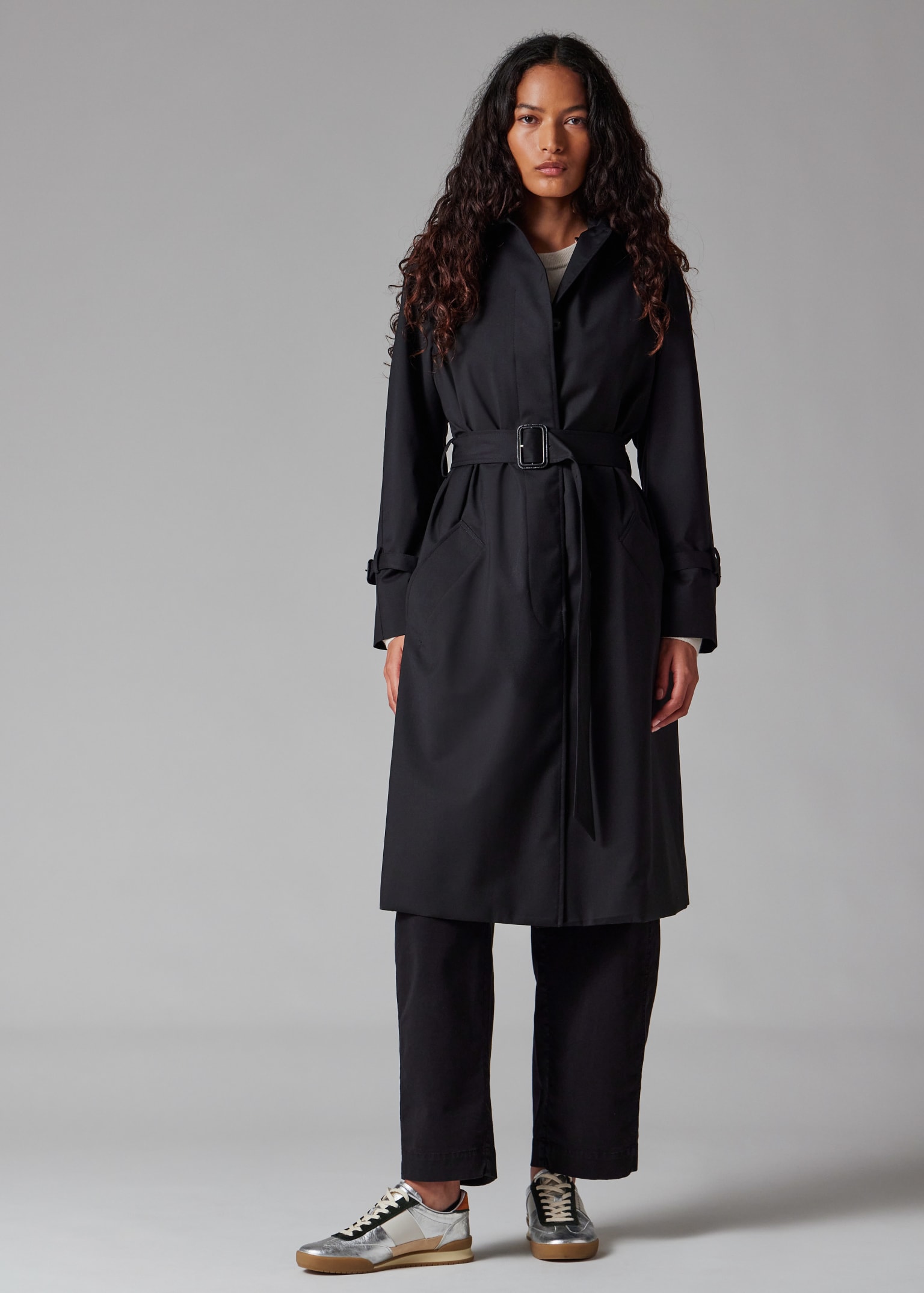 Women's Navy Storm System Wool Mac With Detachable Liner