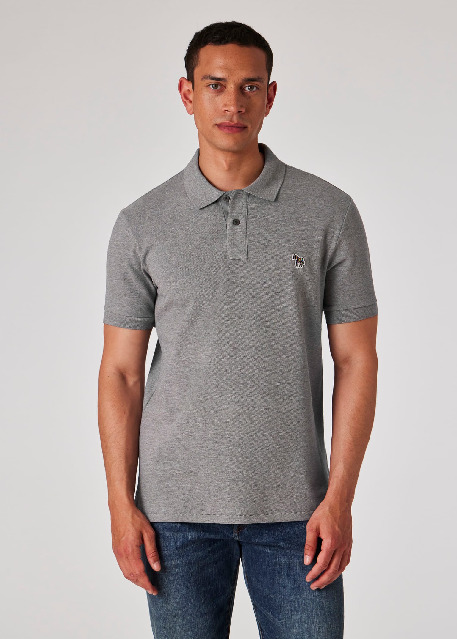 Tシャツ・カットソー Paul Smith POLO SHIRT WITH ZEBRA PATCH (M2R/115L/KZEBRA_49) Men's Pale Blue Organic Cotton Zebra Logo T-Shirt