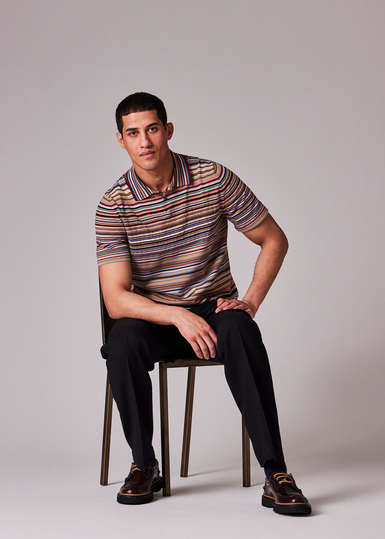 Men's Black Two-Ply Hopsack Wool Pleat Front Trousers