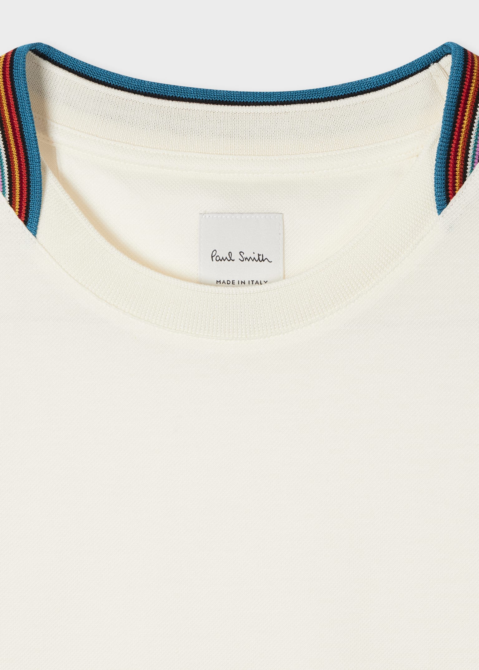 Men's White Mercerised Cotton Pique 'Signature Stripe