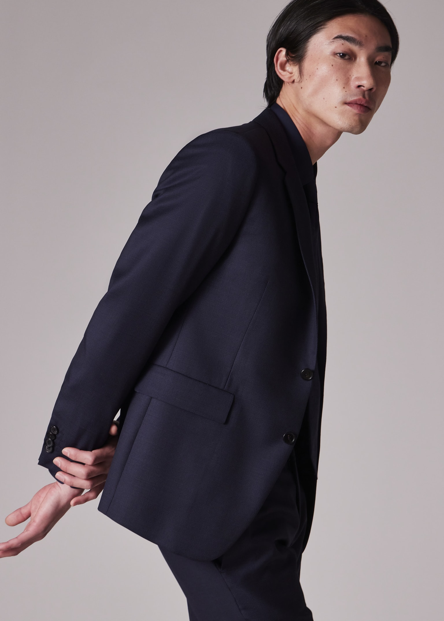 The Kensington - Men's Slim-Fit Dark Navy Pin Dot Wool Suit