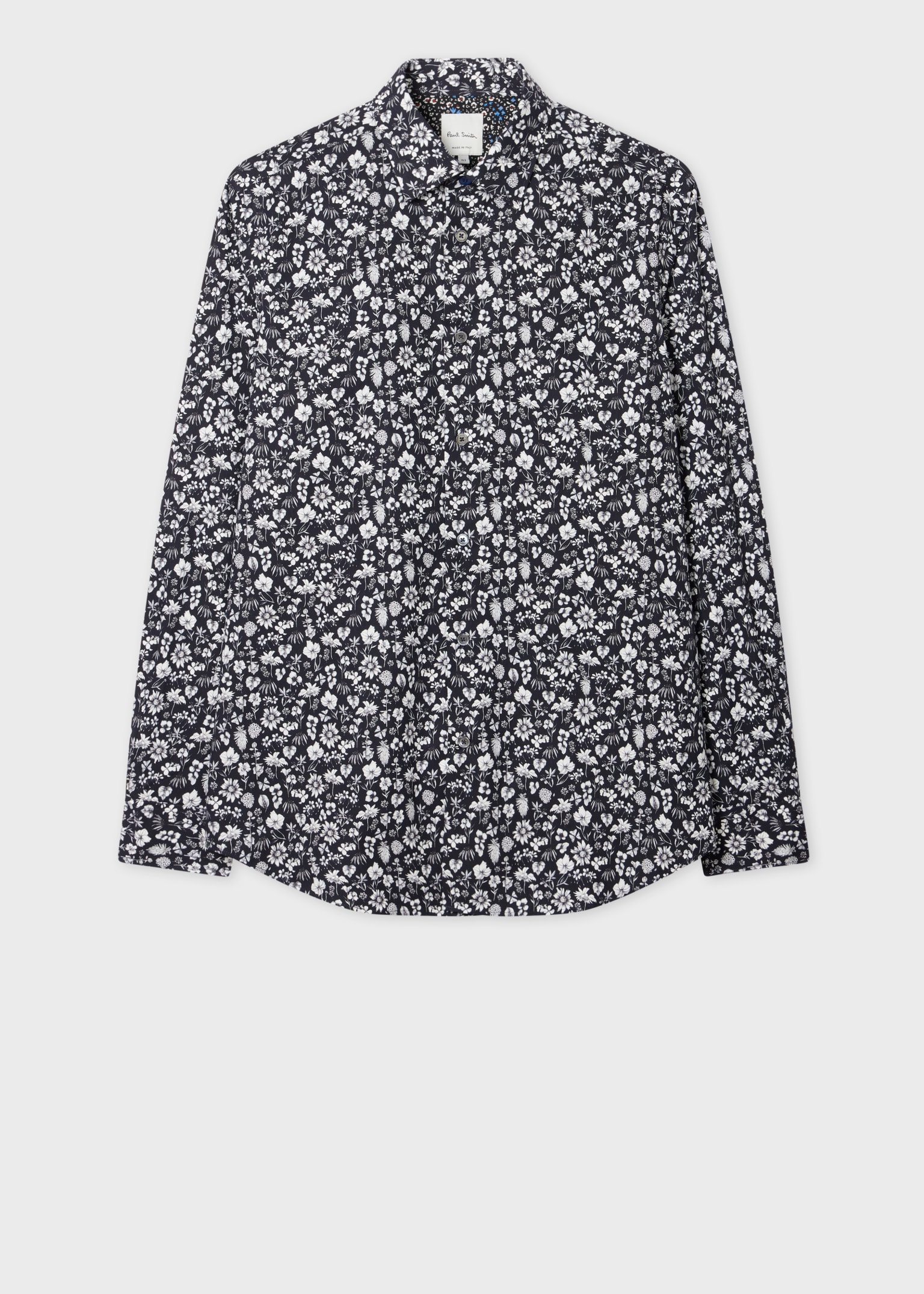 Men's Ink Black Tailored-Fit 'Pencil Floral' Shirt Paul Smith