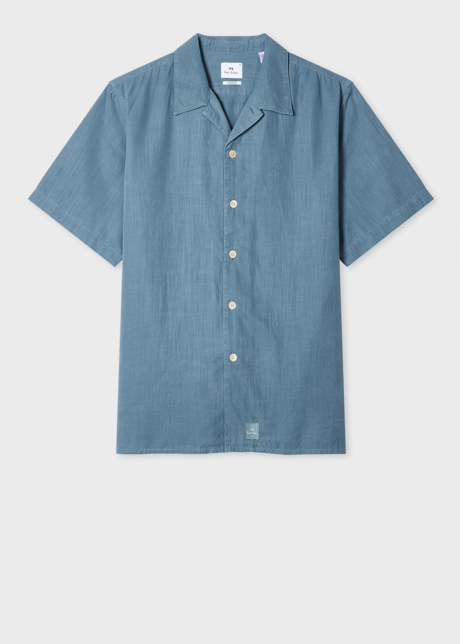 Blue Lyocell-Cotton Short-Sleeve Shirt