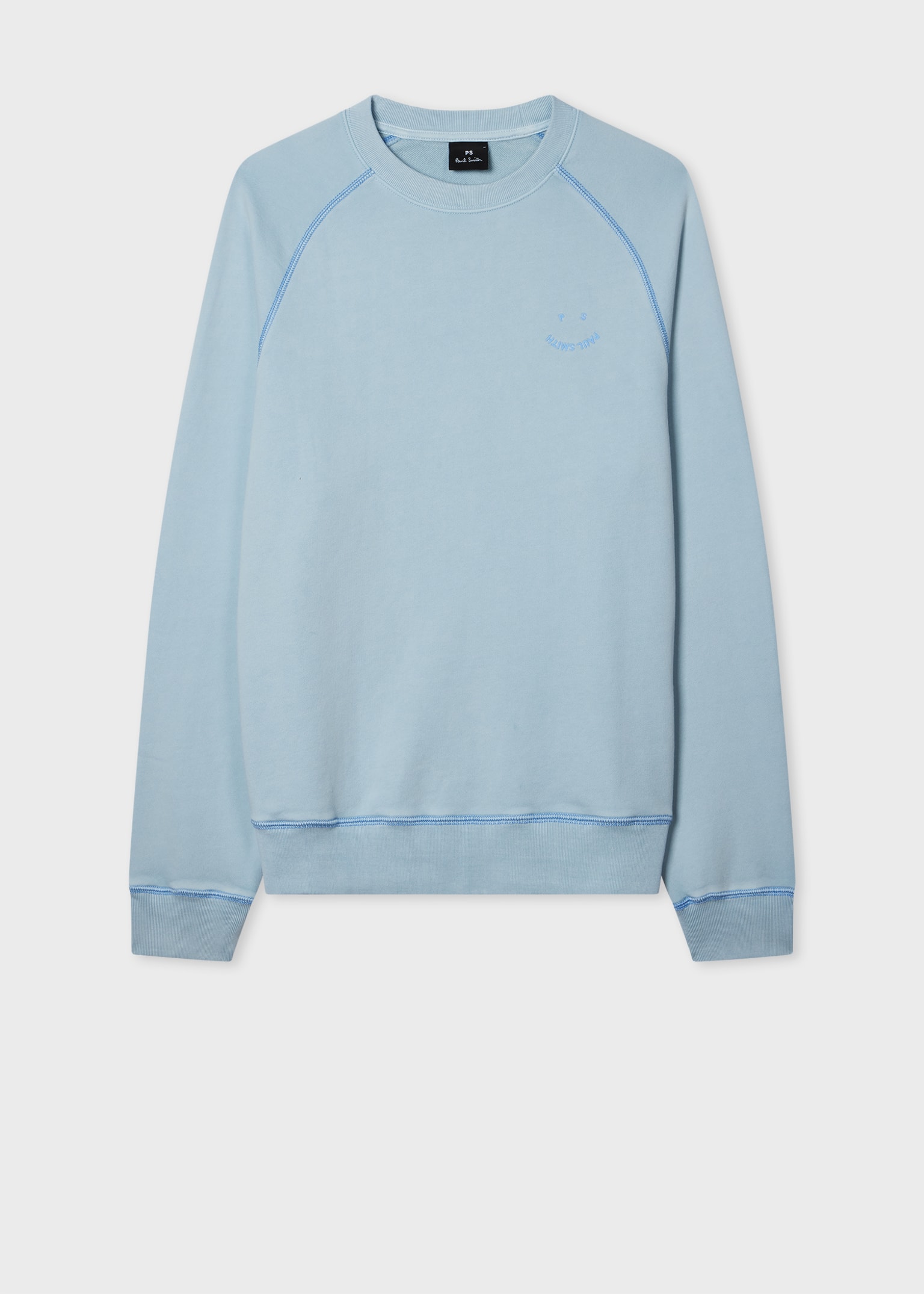 ★Paul Smith★ Happy Sweatshirt Blue M2R958XEK2116941 Men's Pale Blue Organic Cotton 'Happy' Raglan Sweatshirt