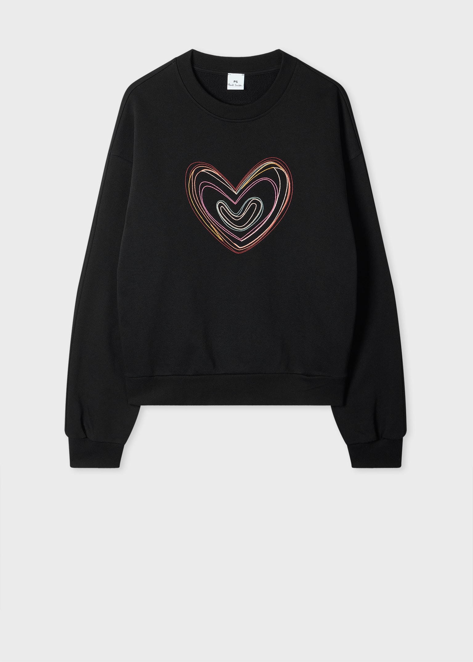 Women's Black Organic Cotton 'Swirl Heart' Embroidered Sweatshirt XS