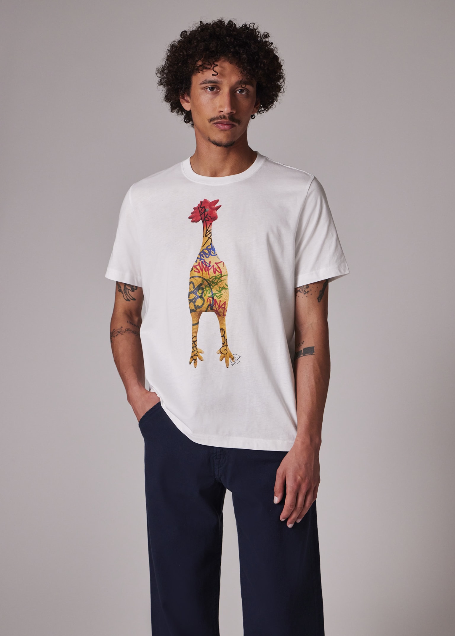 White 'Rubber Chicken' Print T-Shirt